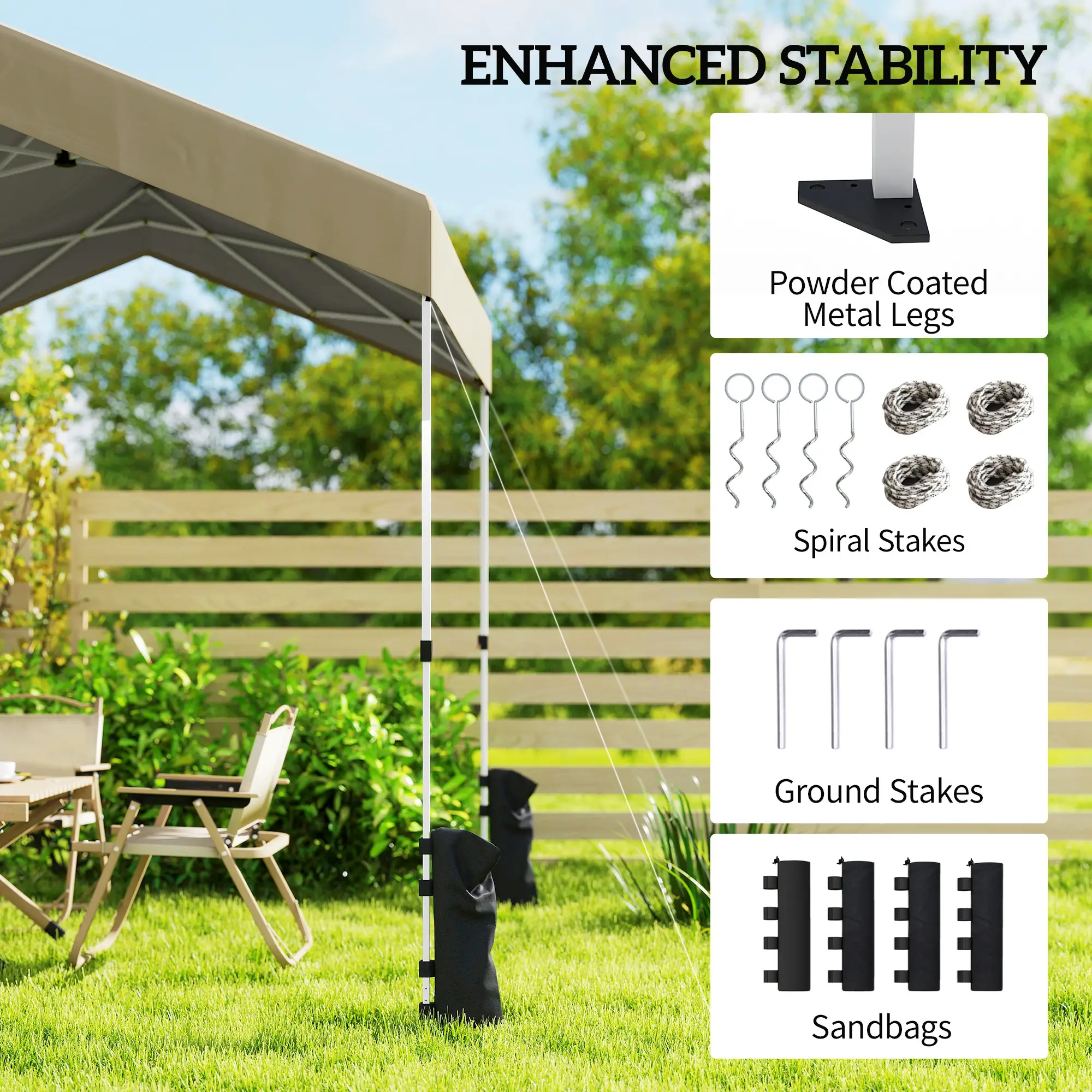 8 x 8 ft Pop Up Canopy Tent, UPF 50+ A-Frame Outdoor Instant Canopy, Beige - Image 7