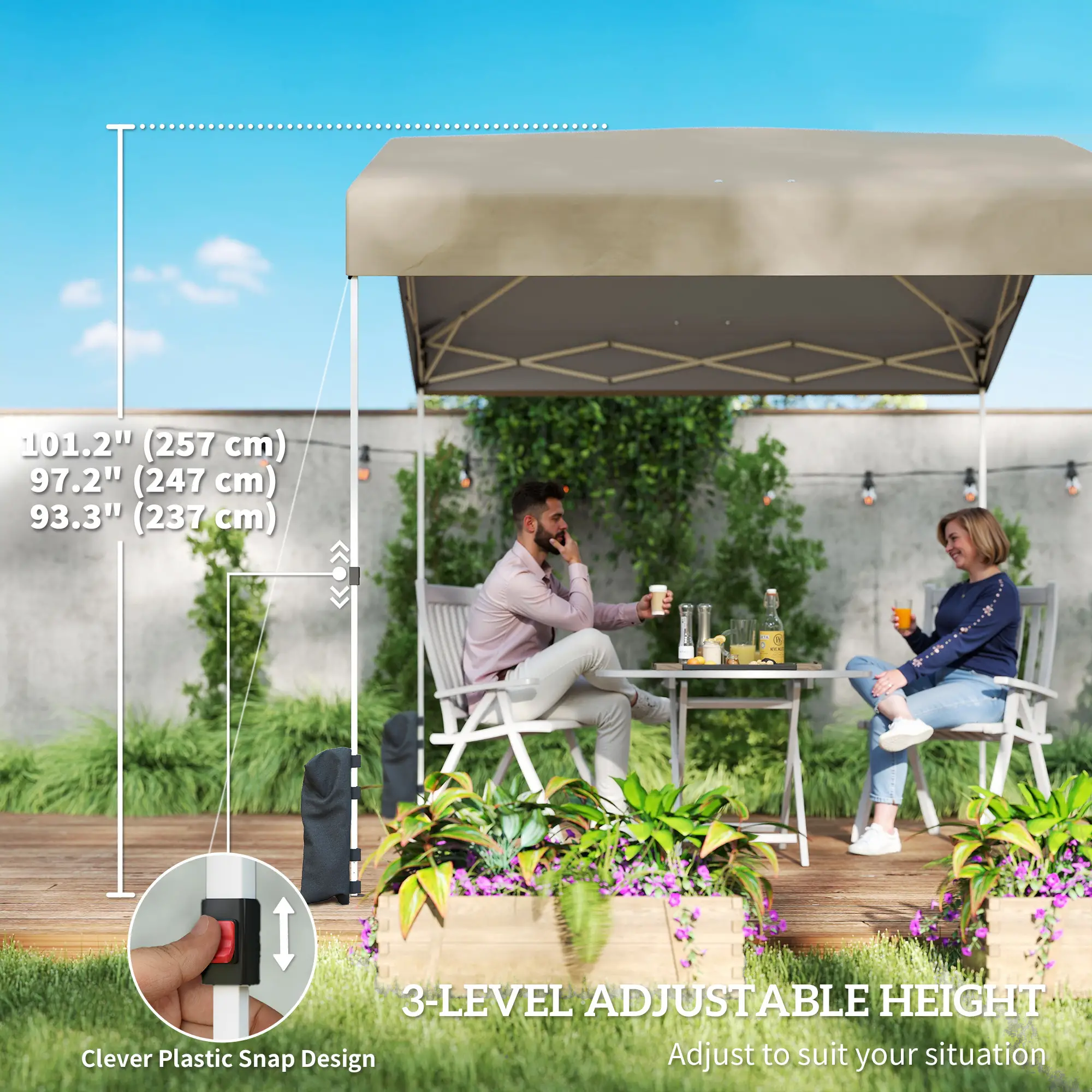8 x 8 ft Pop Up Canopy Tent, UPF 50+ A-Frame Outdoor Instant Canopy, Beige - Image 9