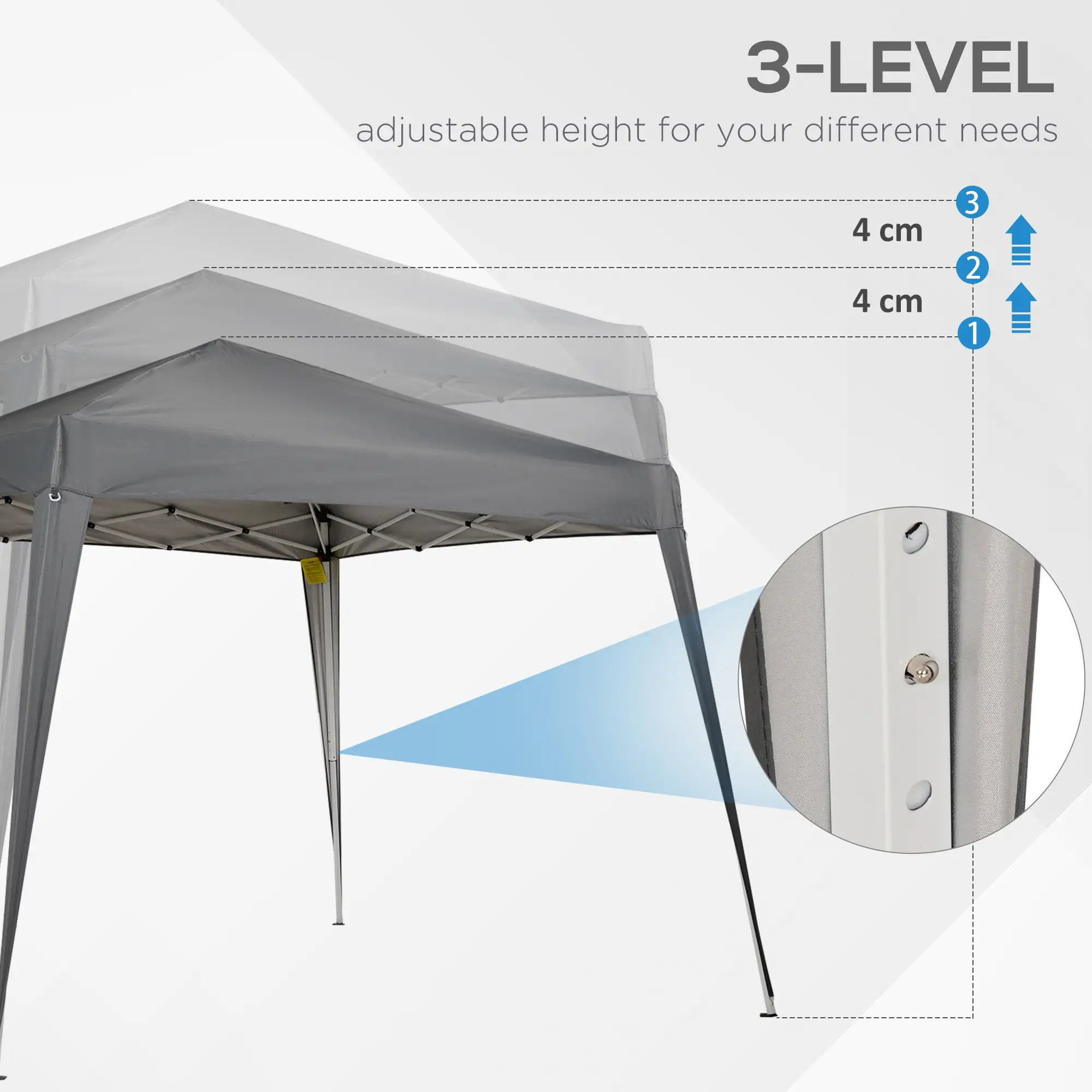 8' x 8' Pop Up Canopy, Outdoor Folding Tent, Portable with Bag, Grey - Image 7