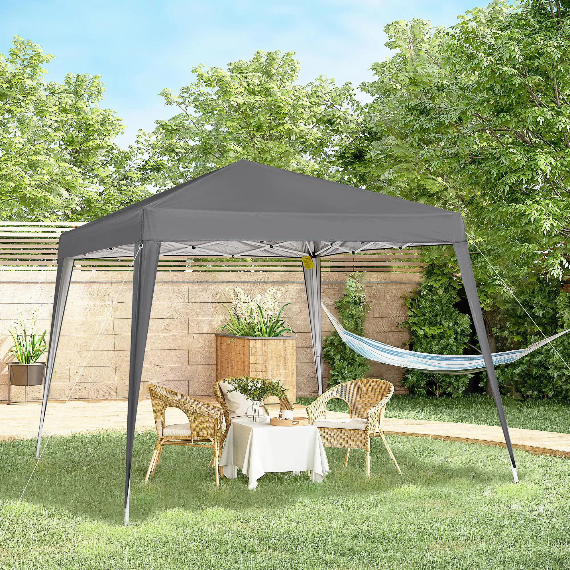 8' x 8' Pop Up Canopy, Outdoor Folding Tent, Portable with Bag, Grey - Image 8