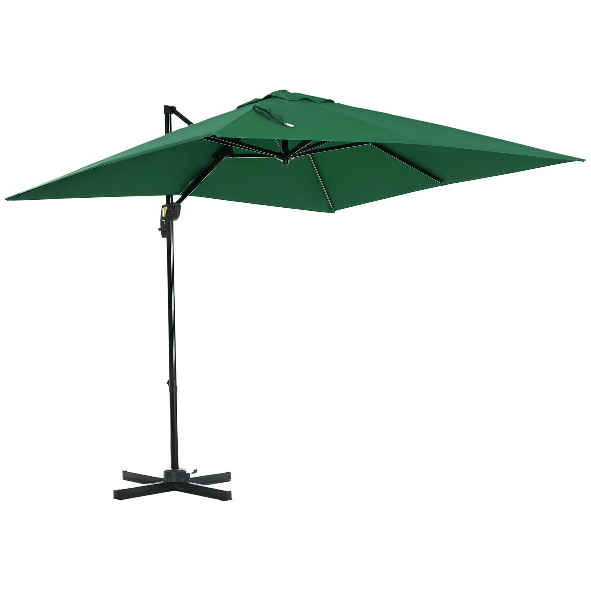 8' x 8' Square Cantilever Umbrella, 360° Rotation, Aluminum, Green