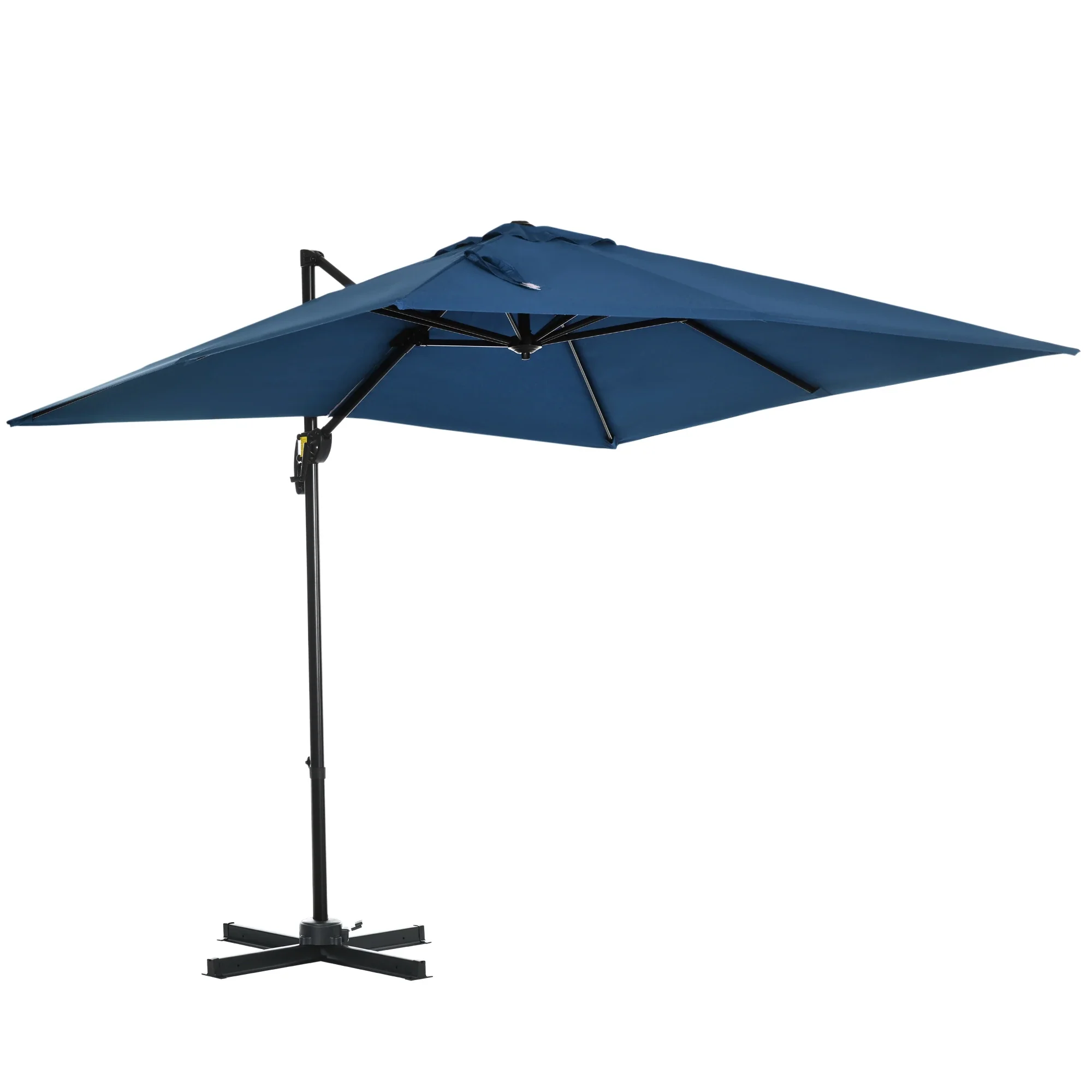 8' x 8' Square Patio Umbrella, 360° Rotation, Aluminum Cantilever, Dark Blue