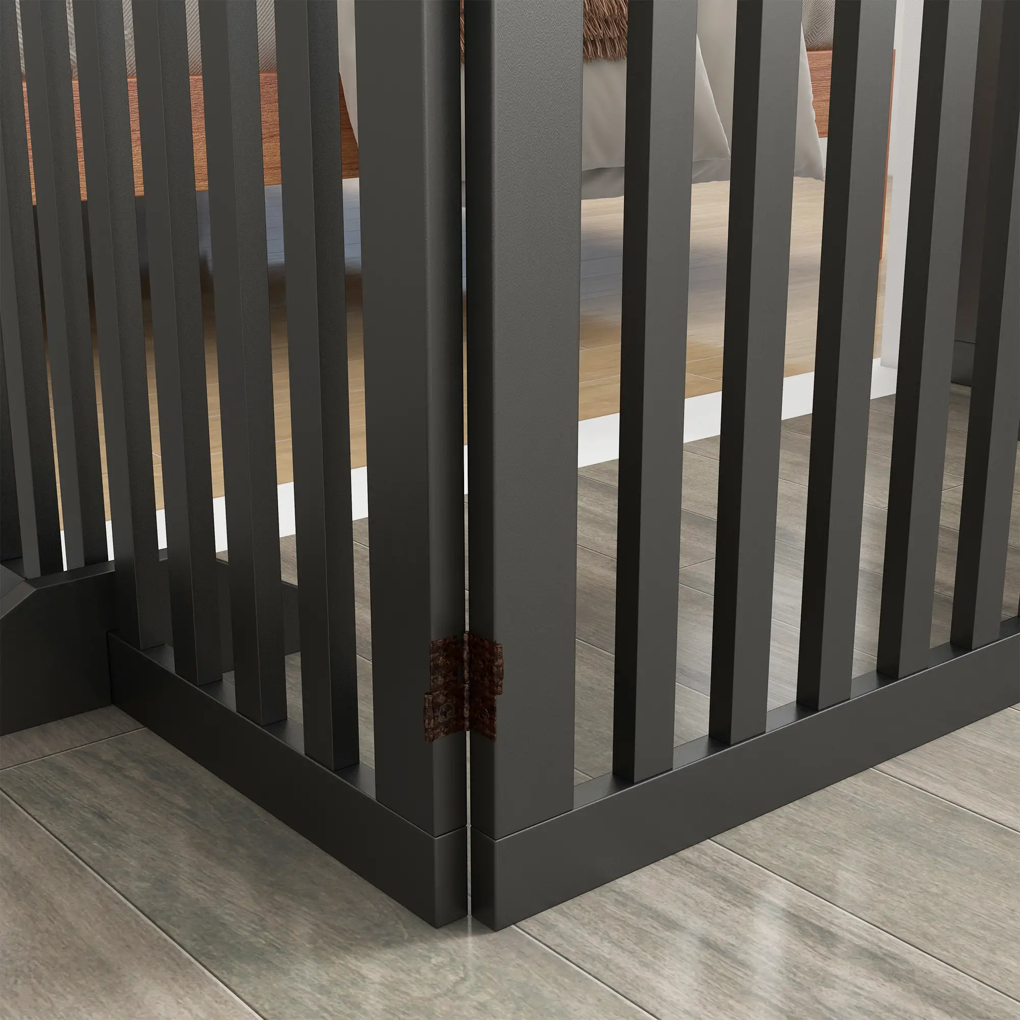 80 Extra Wide Pet Gate With Support Feet, Black - Image 10