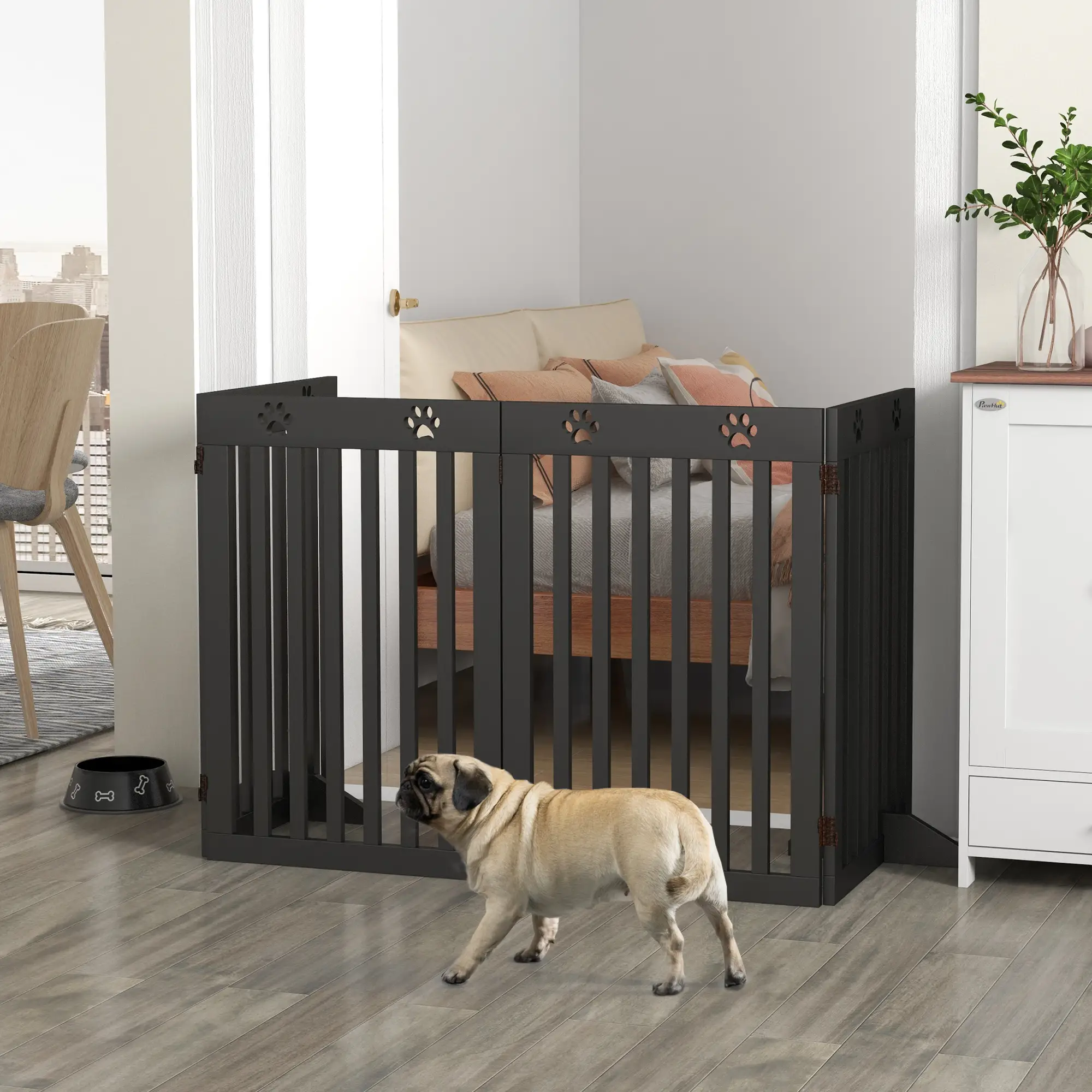 80 Extra Wide Pet Gate With Support Feet, Black - Image 2