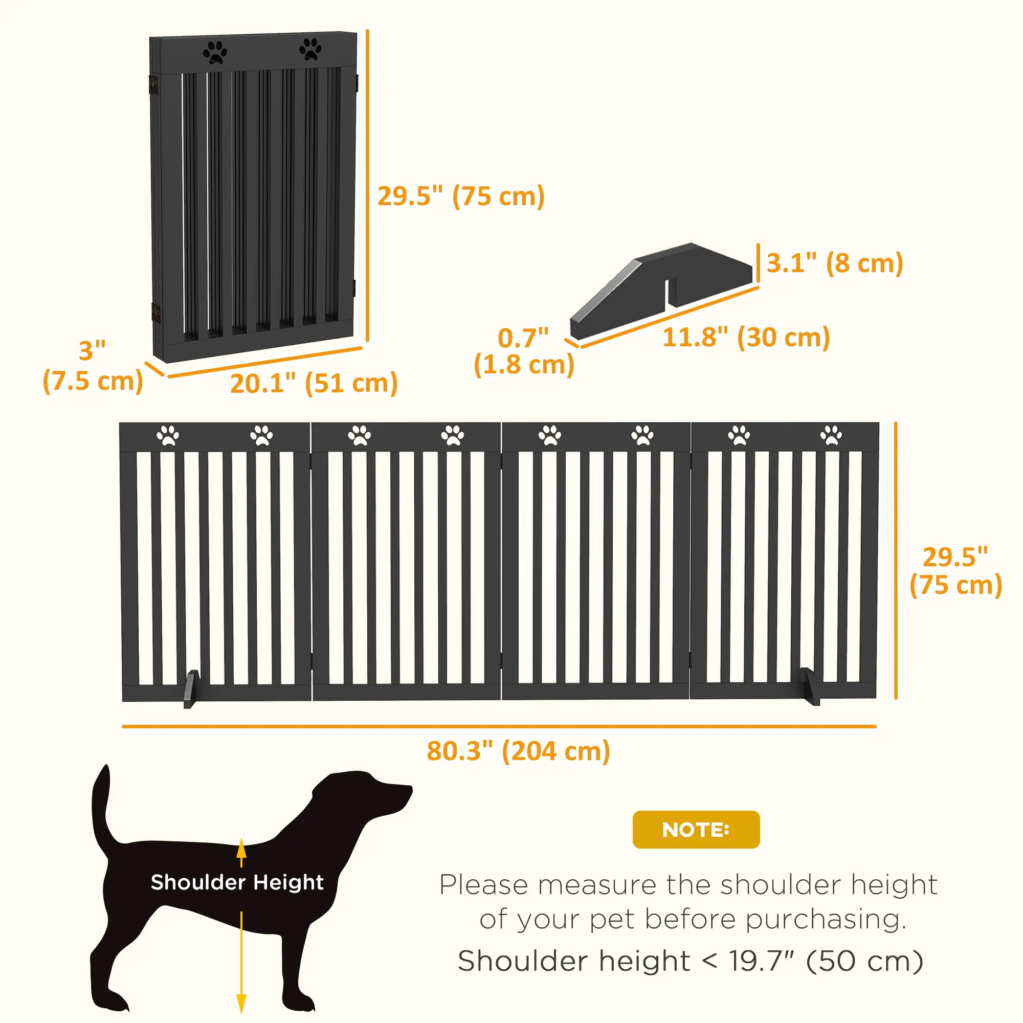 80 Extra Wide Pet Gate With Support Feet, Black - Image 3