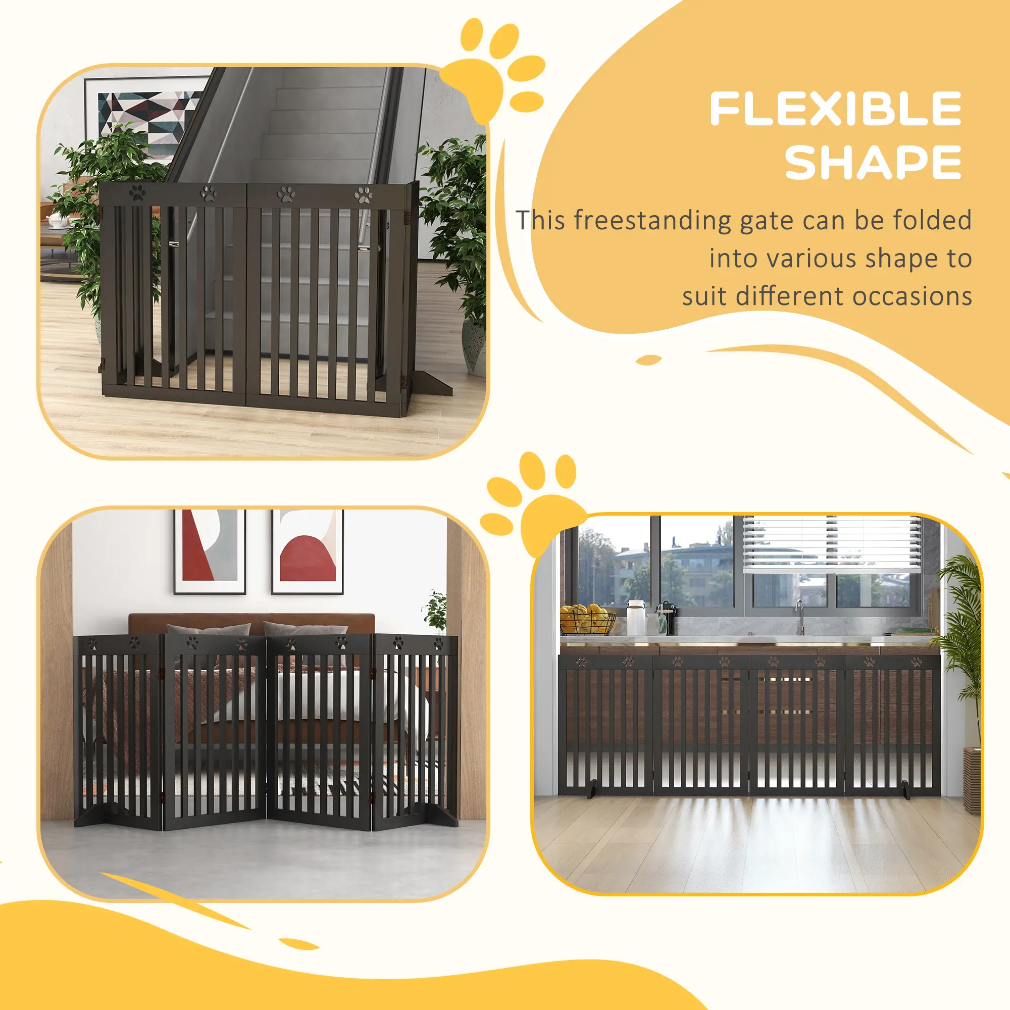 80 Extra Wide Pet Gate With Support Feet, Black - Image 6