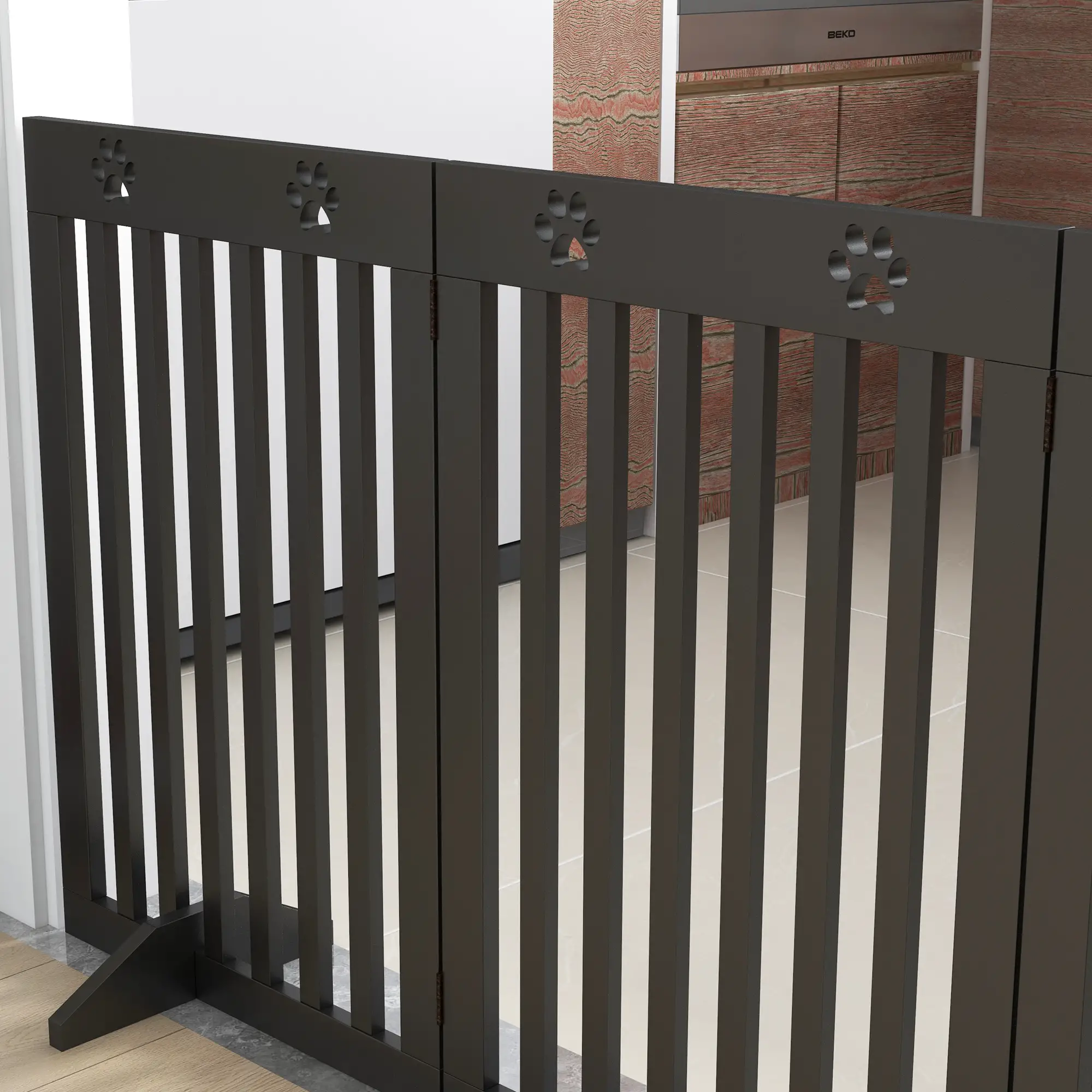 80 Extra Wide Pet Gate With Support Feet, Black - Image 9