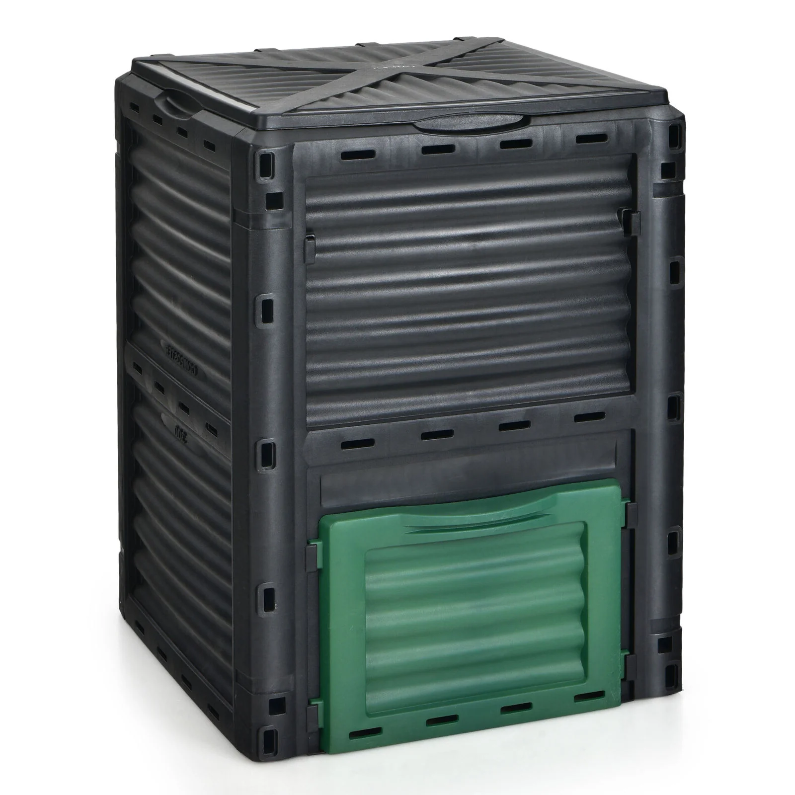 80-Gallon Outdoor Composter, Large Openable Lid, Bottom Exit Door, Green - Image 4