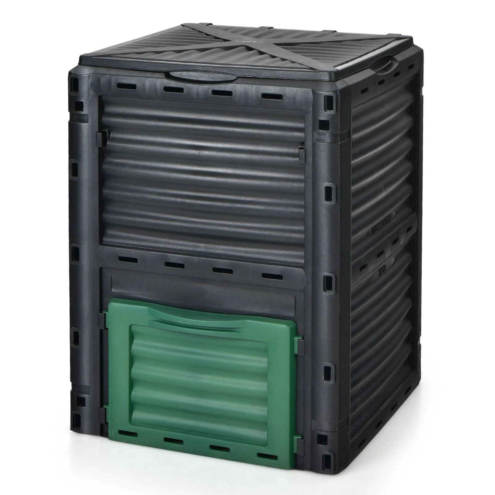 80-Gallon Outdoor Composter, Large Openable Lid, Bottom Exit Door, Green - Image 8