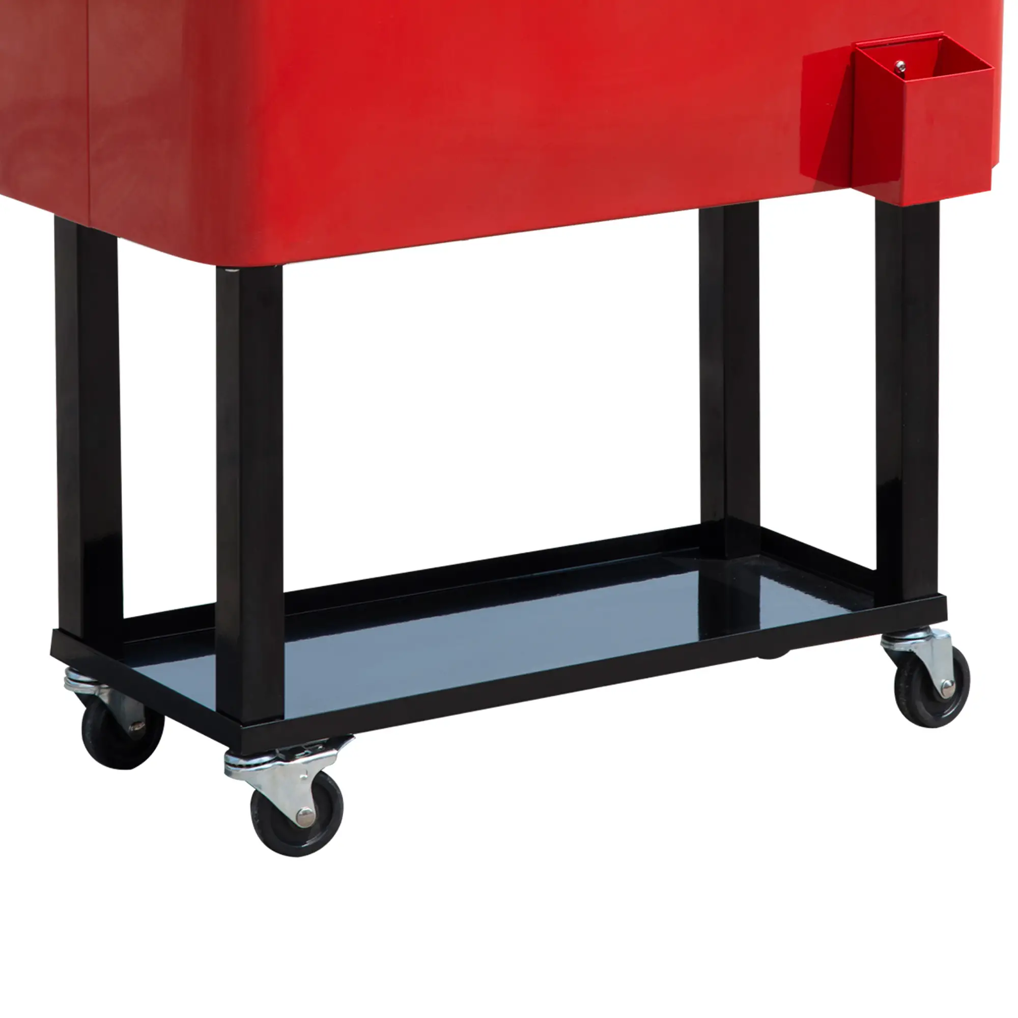 80 Quart Rolling Cooler Cart, Portable Ice Bin, Outdoor Party, Red - Image 9