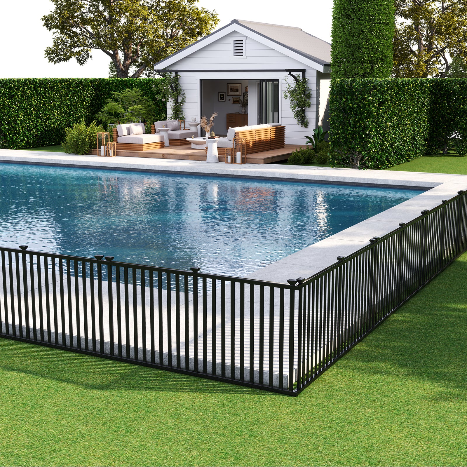 80 x 51 Inch Vinyl Picket Fence, 2 Piece Garden, Black - Image 3