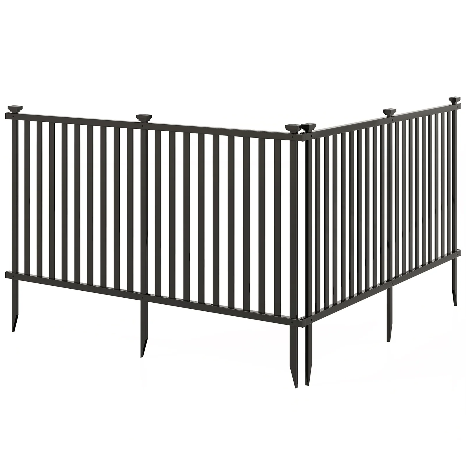 80 x 51 Inch Vinyl Picket Fence, 2 Piece Garden, Black - Image 4