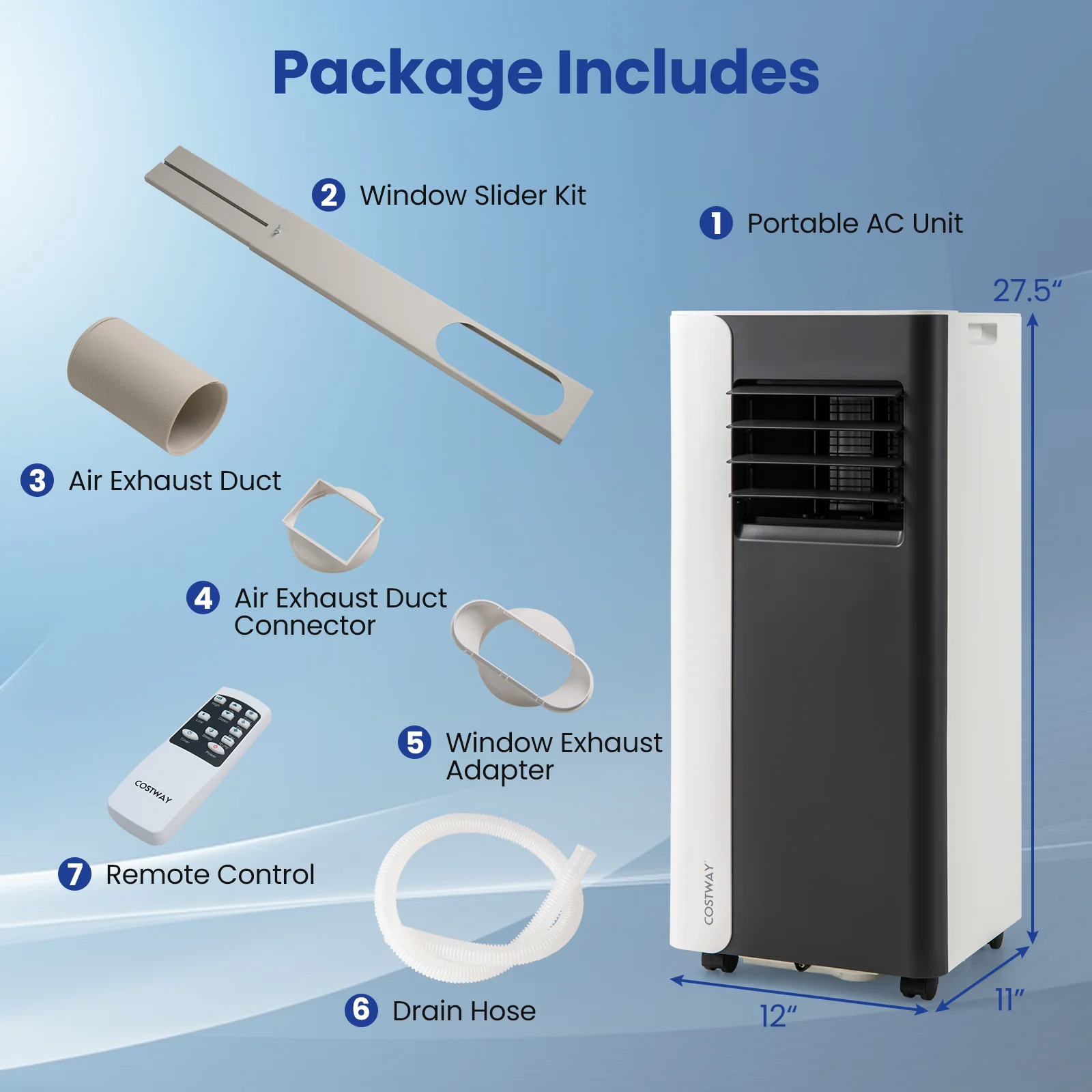 8000 BTU 3 In 1 Portable Air Conditioner, White, Black - Image 4