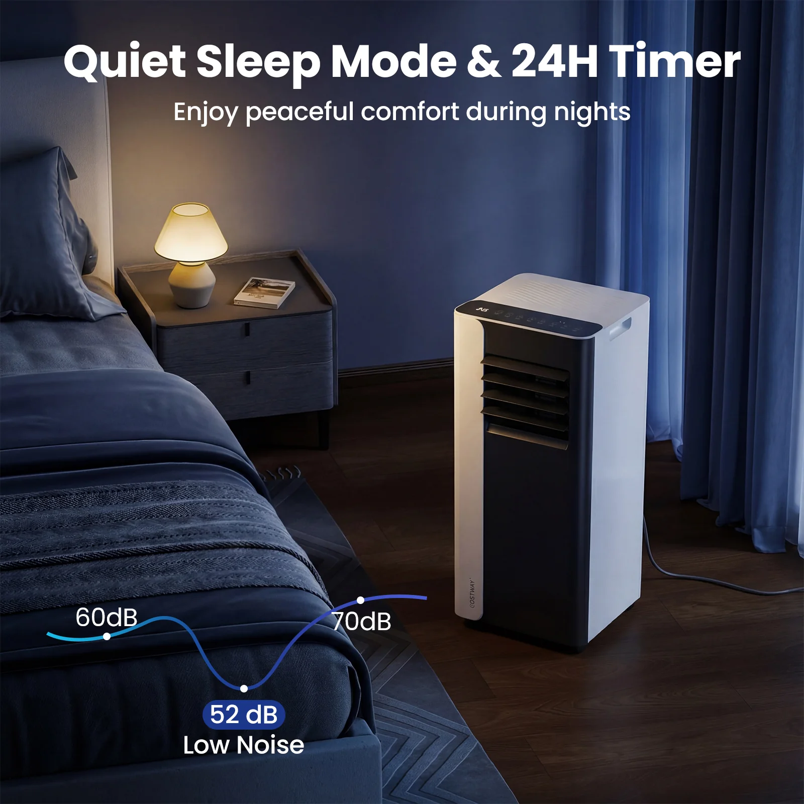 8000 BTU 3 In 1 Portable Air Conditioner, White, Black - Image 9