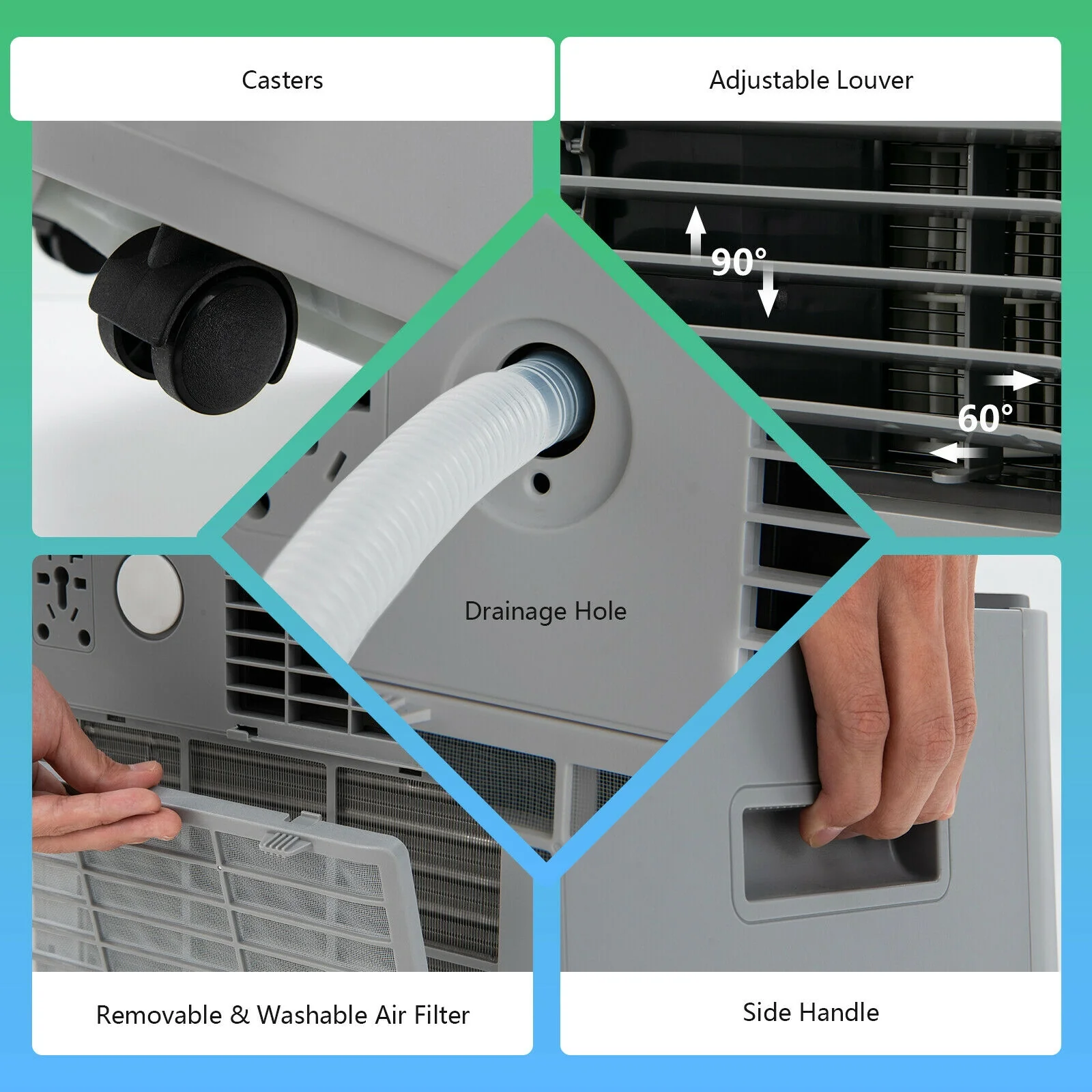 8000 BTU 3-In-1 Portable Air Conditioner, Gray - Image 10