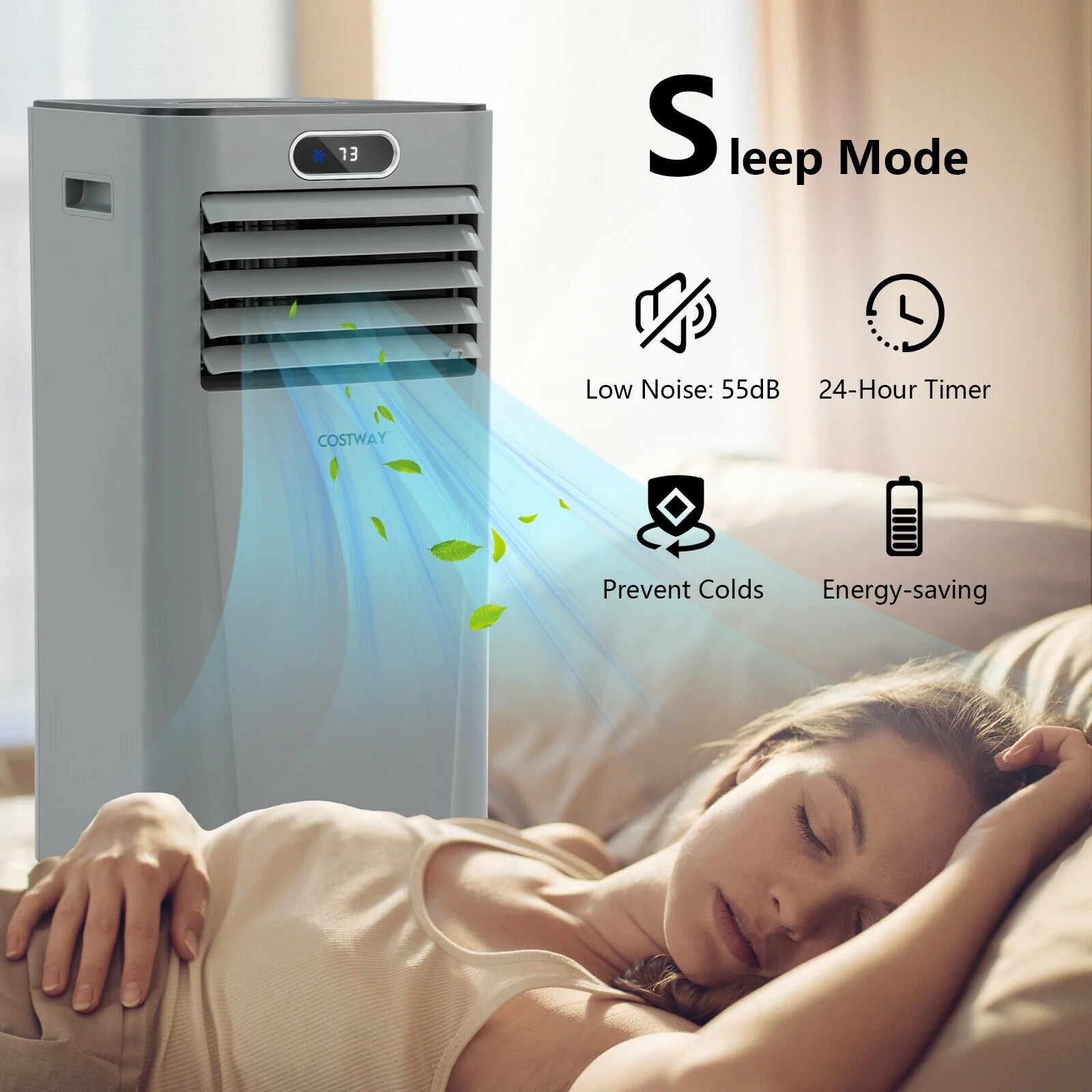 8000 BTU 3-In-1 Portable Air Conditioner, Gray - Image 6
