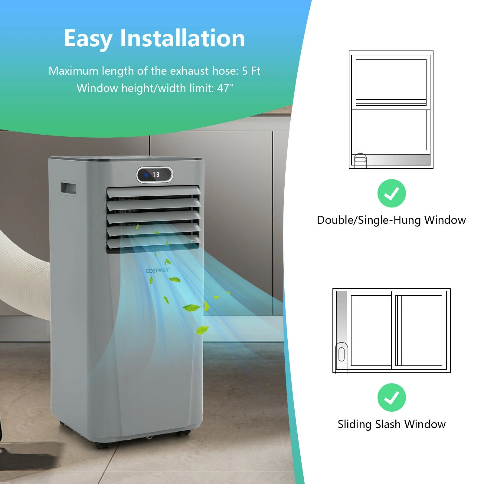 8000 BTU 3-In-1 Portable Air Conditioner, Gray - Image 8