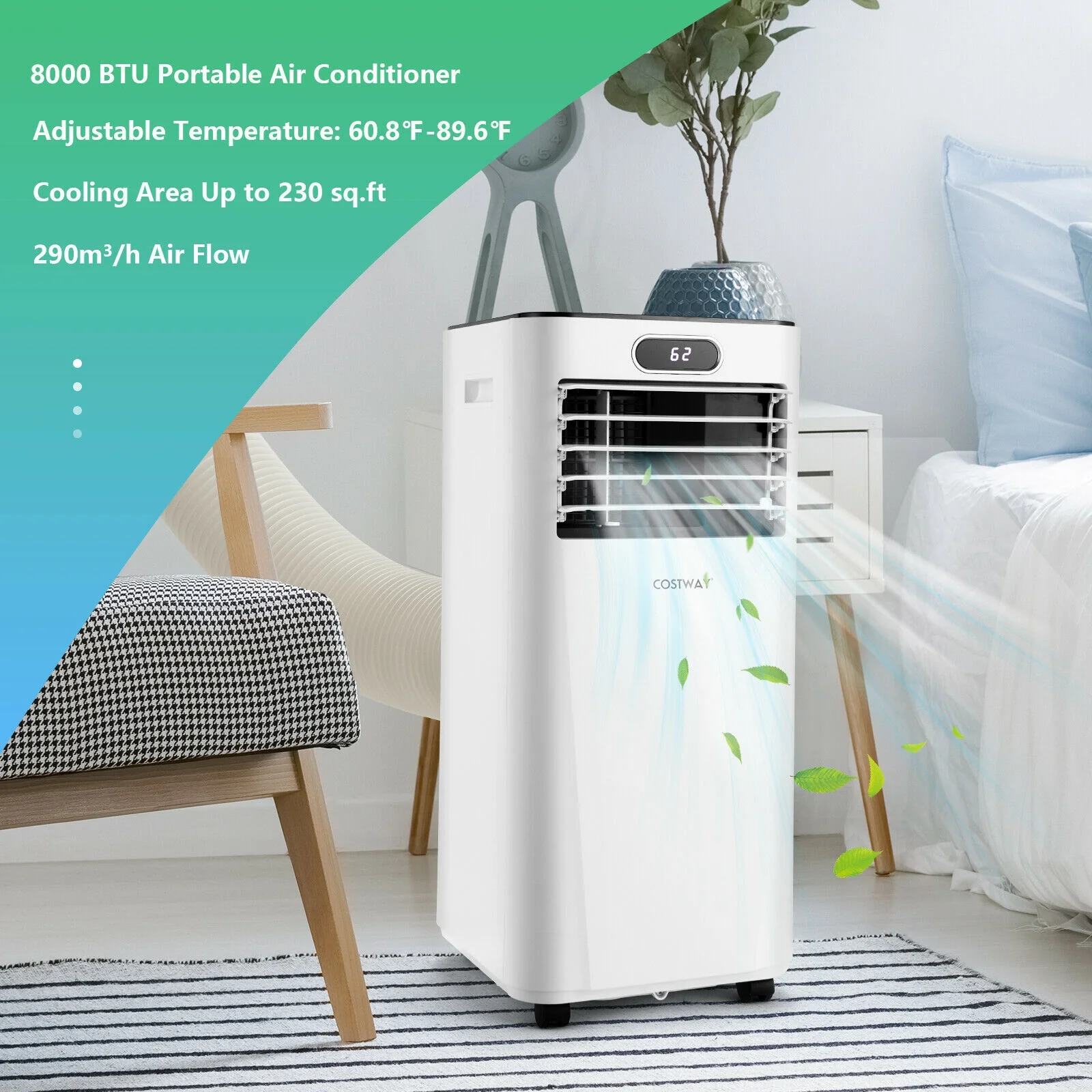 8000 BTU 3-In-1 Portable Air Conditioner, White - Image 7