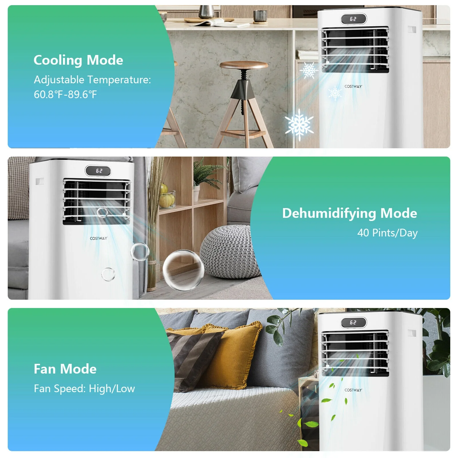 8000 BTU 3-In-1 Portable Air Conditioner, White - Image 8