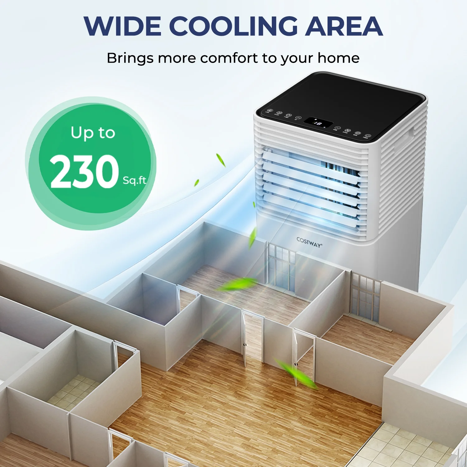 8000 BTU Air Cooler, Dehumidifier, Fan Mode, Black - Image 10