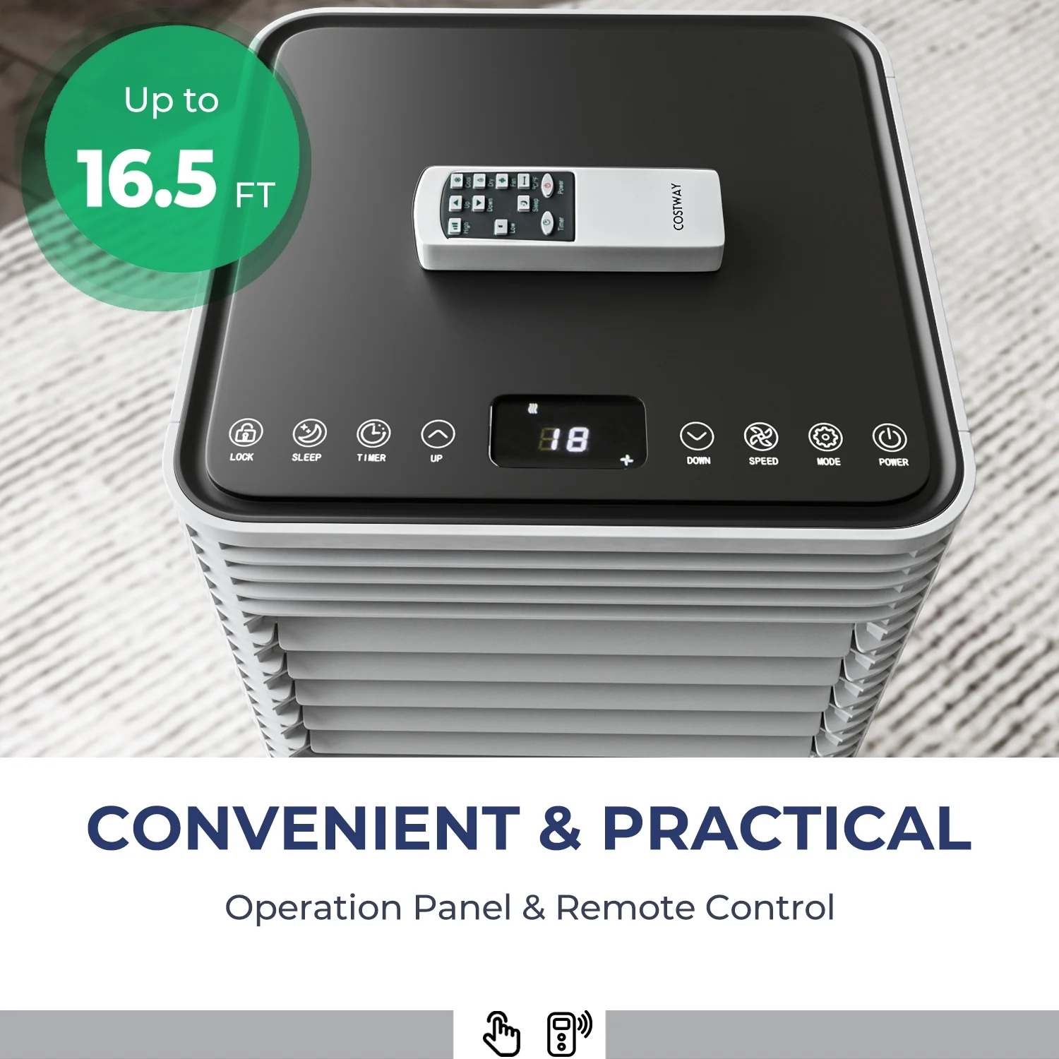 8000 BTU Air Cooler, Dehumidifier, Fan Mode, Black - Image 8