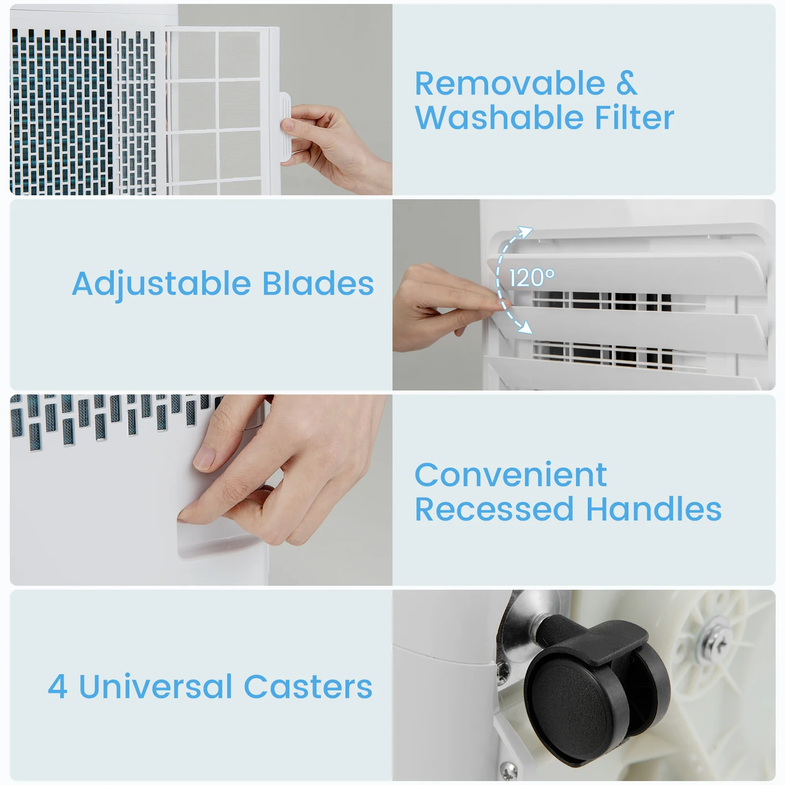 8000 BTU Portable Air Conditioner, Cools 250 Sq.Ft, White - Image 9
