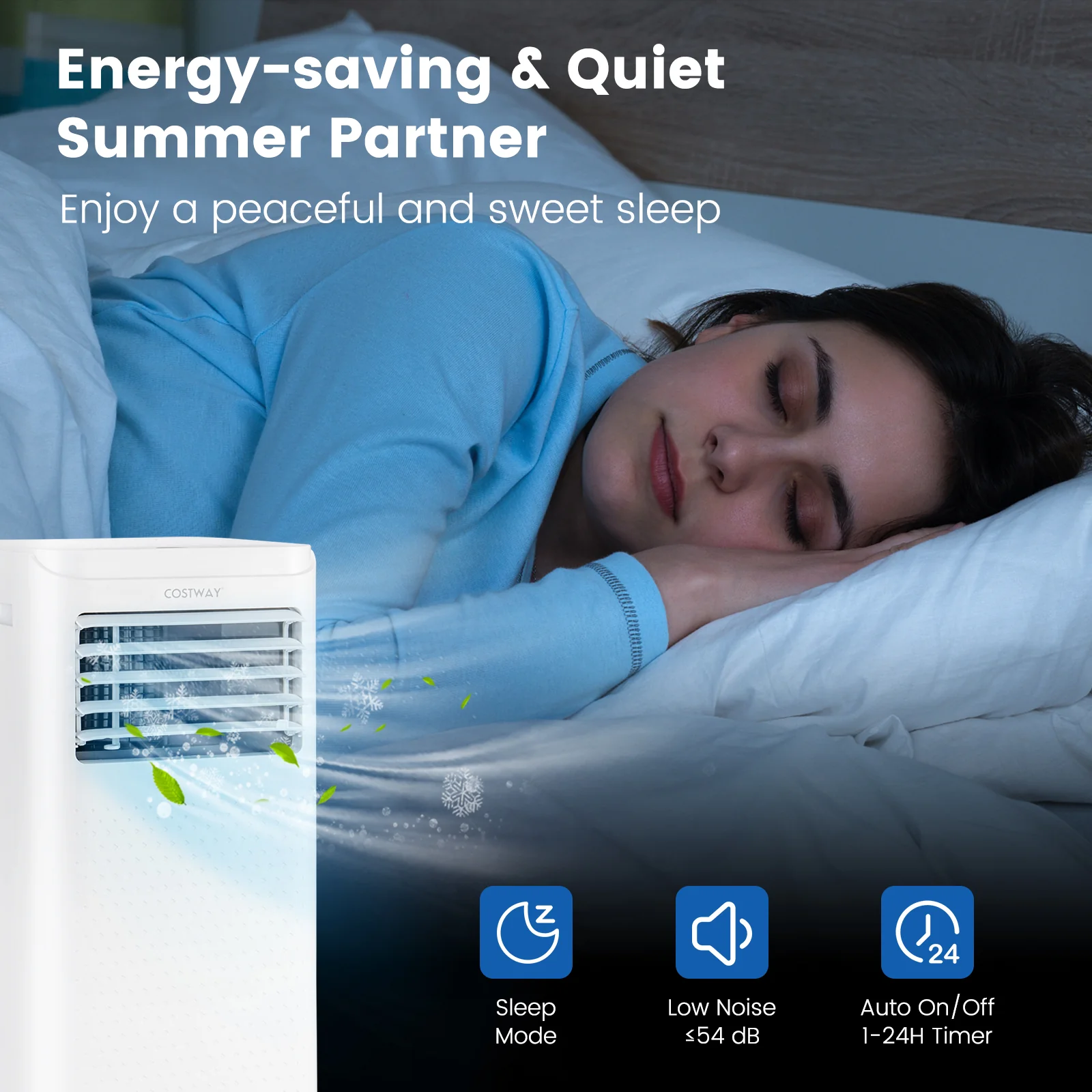 8000 BTU Portable Air Conditioner, Dehumidifier, Fan, White - Image 7