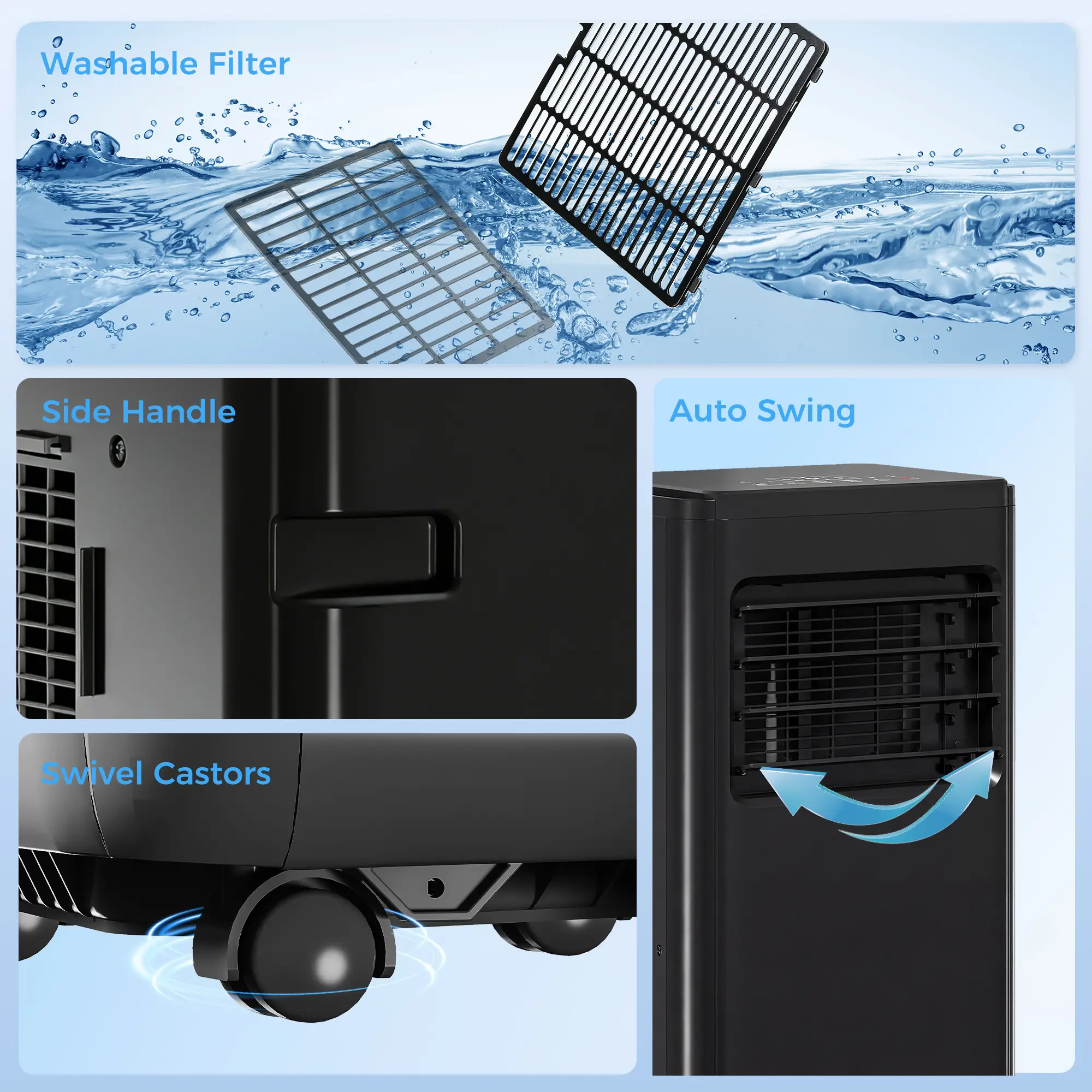 8000 BTU Portable Air Conditioner, Dehumidifier, Fan, WiFi, Black - Image 10