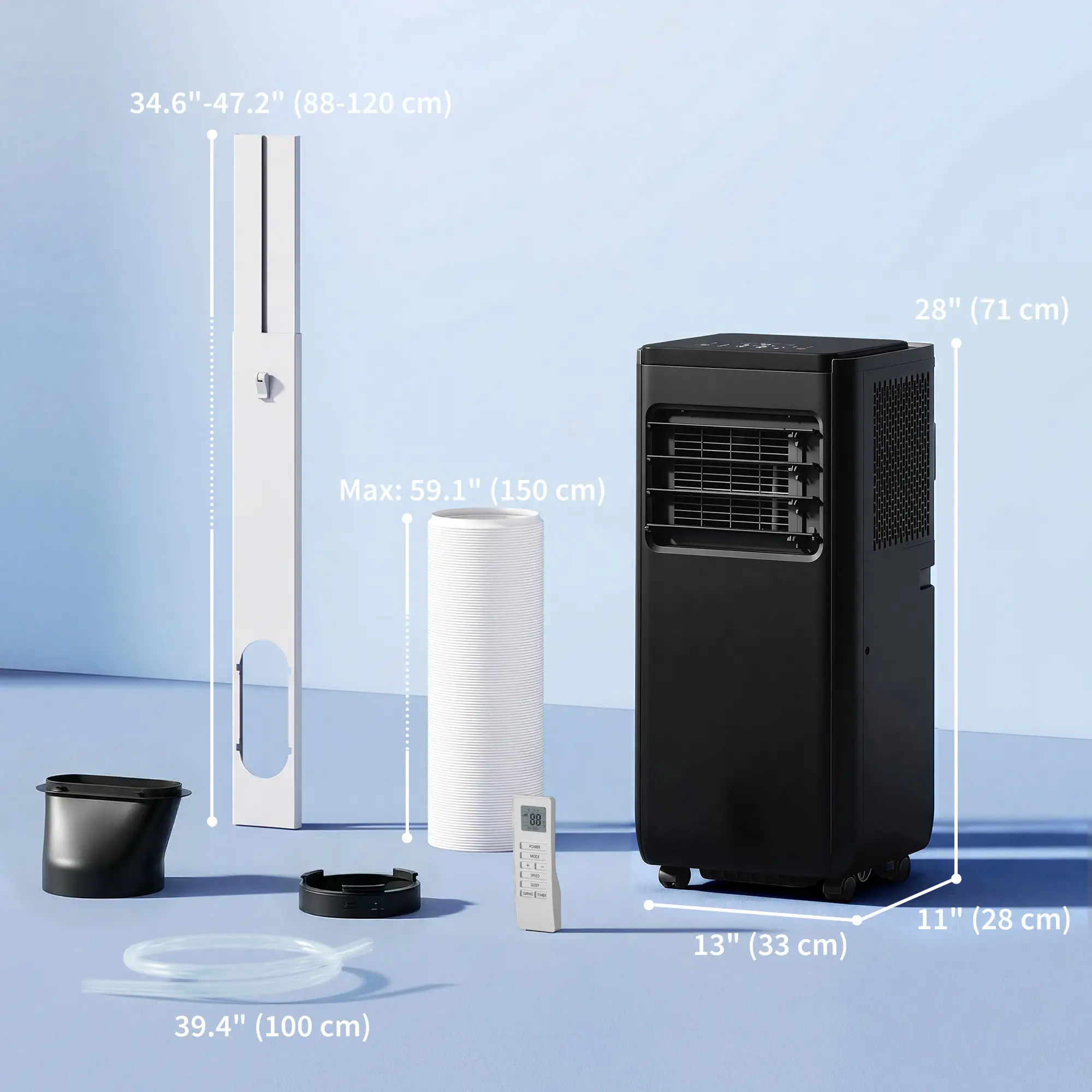 8000 BTU Portable Air Conditioner, Dehumidifier, Fan, WiFi, Black - Image 3
