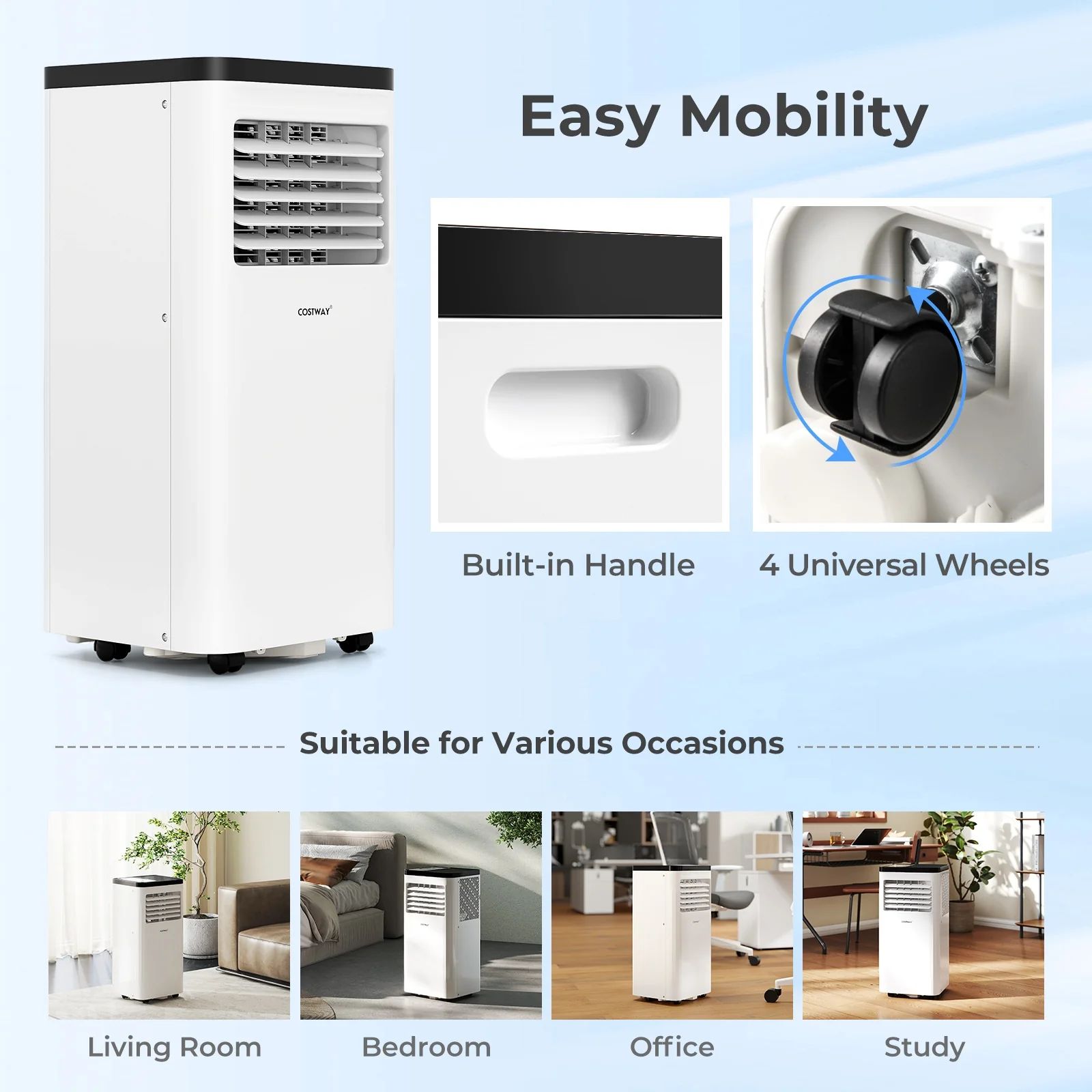 8000 BTU Portable Air Conditioner, Fan, Dehumidifier, White - Image 7