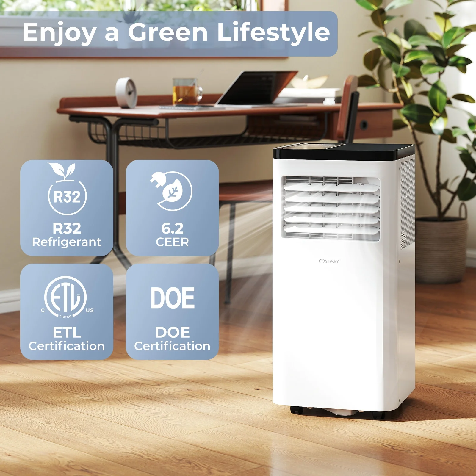 8000 BTU Portable Air Conditioner, Fan, Dehumidifier, White - Image 8