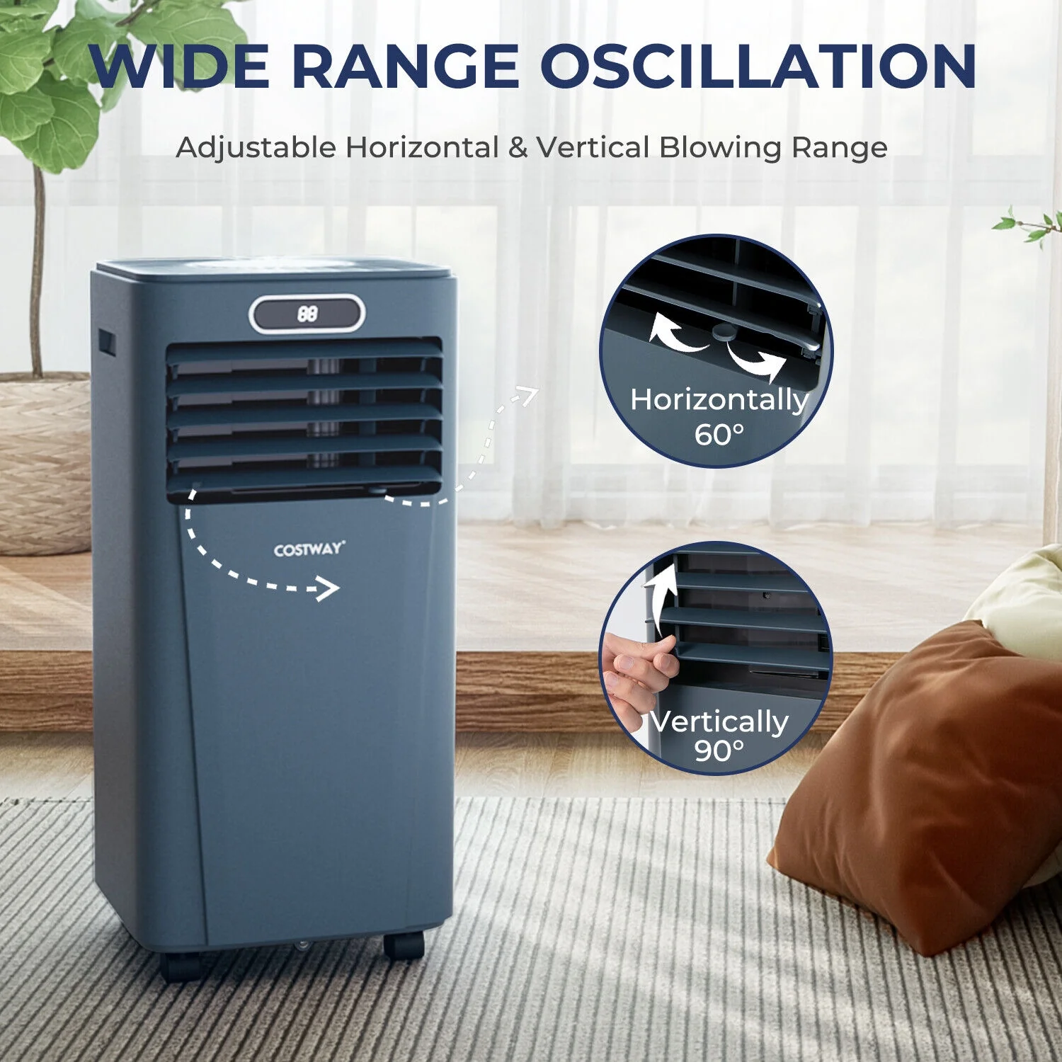8000BTU 3-In-1 Portable Air Conditioner, Dark Blue - Image 7