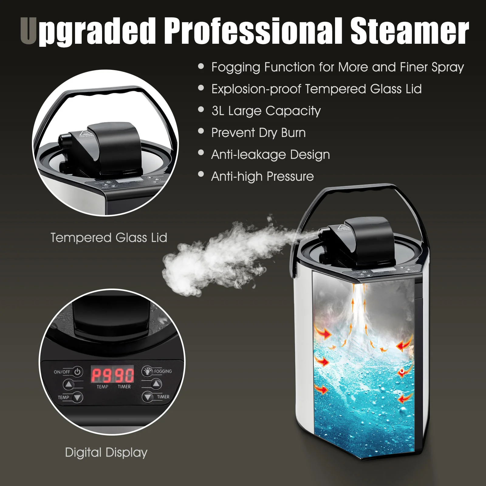 800W Portable Steam Sauna Tent, 2 Person, 3L Steamer, Gray - Image 9