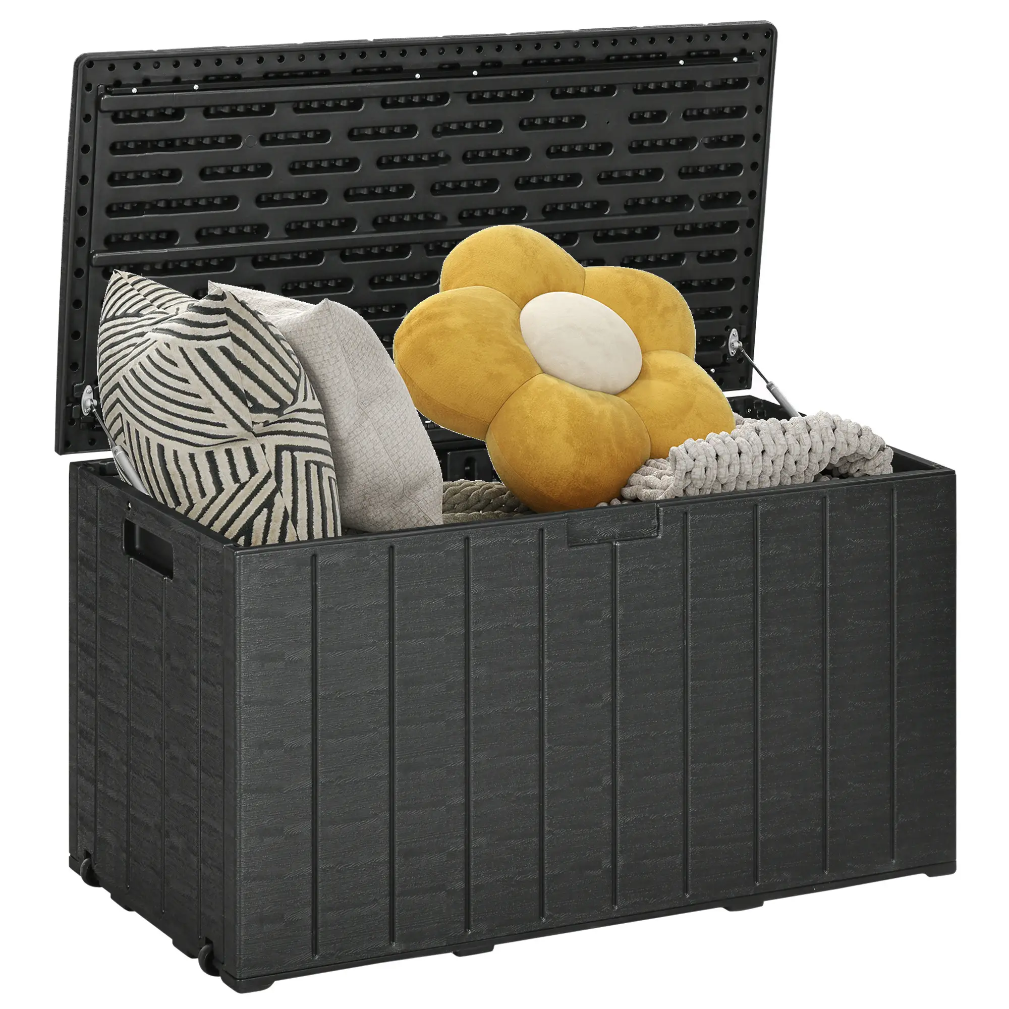 81 Gallon Garden Storage Box, Waterproof Double Wall, Black - Image 11