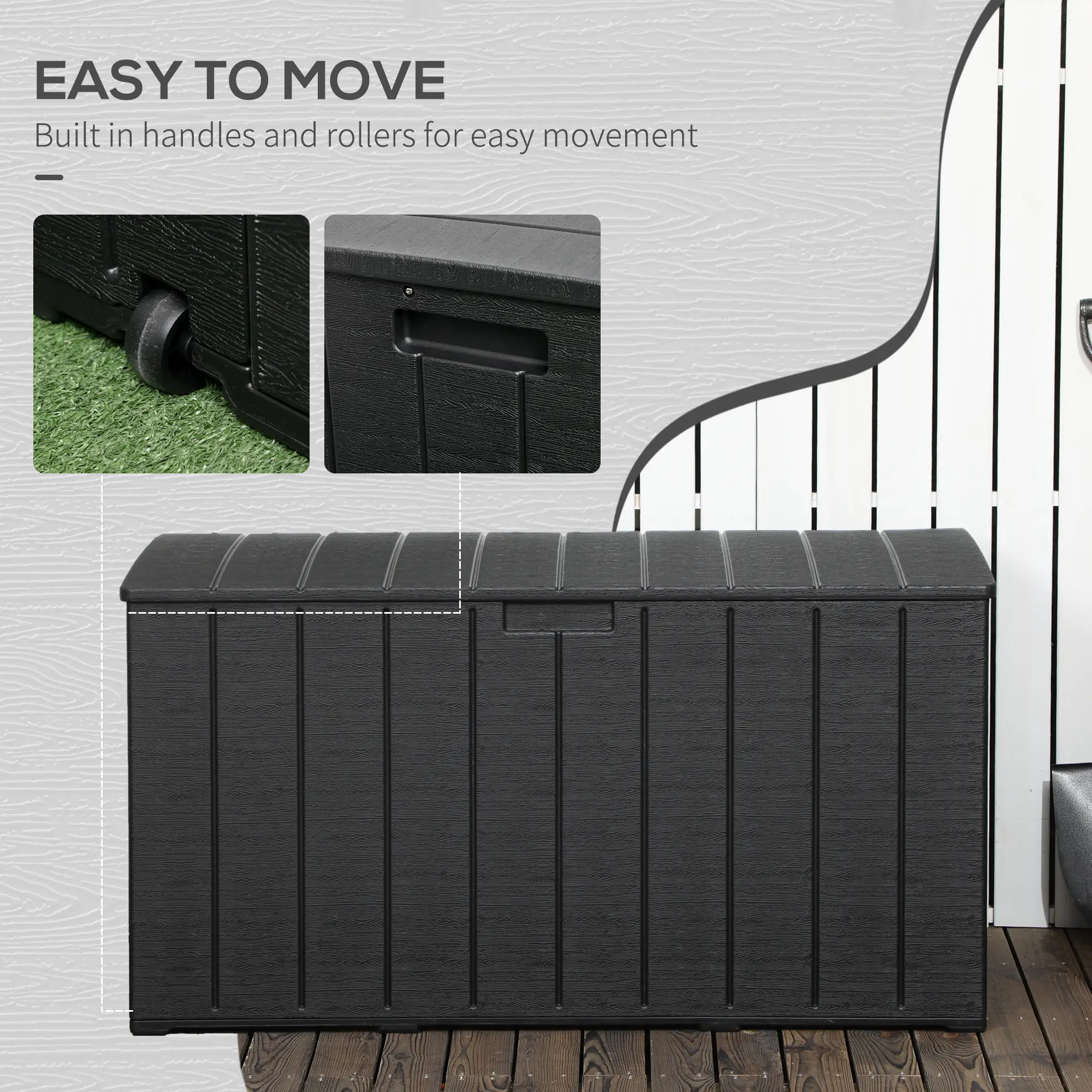 81 Gallon Garden Storage Box, Waterproof Double Wall, Black - Image 6