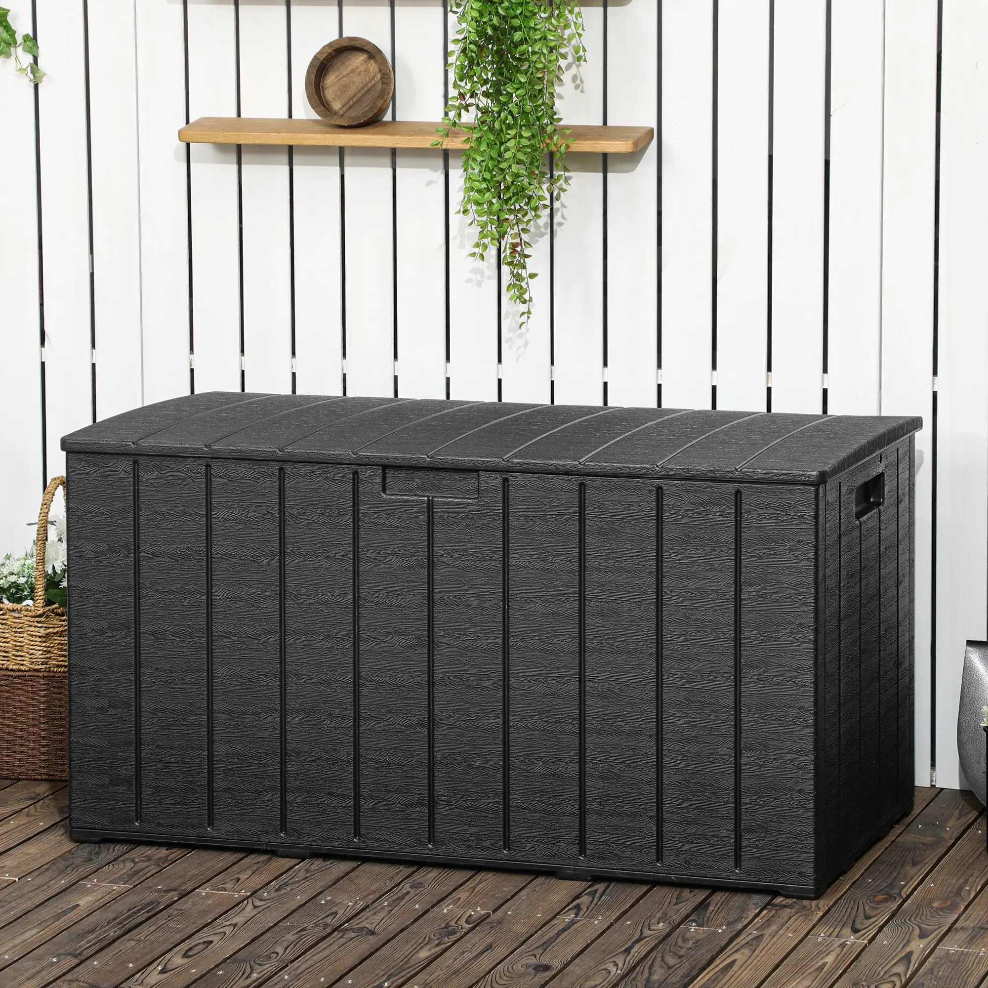 81 Gallon Garden Storage Box, Waterproof Double Wall, Black - Image 8
