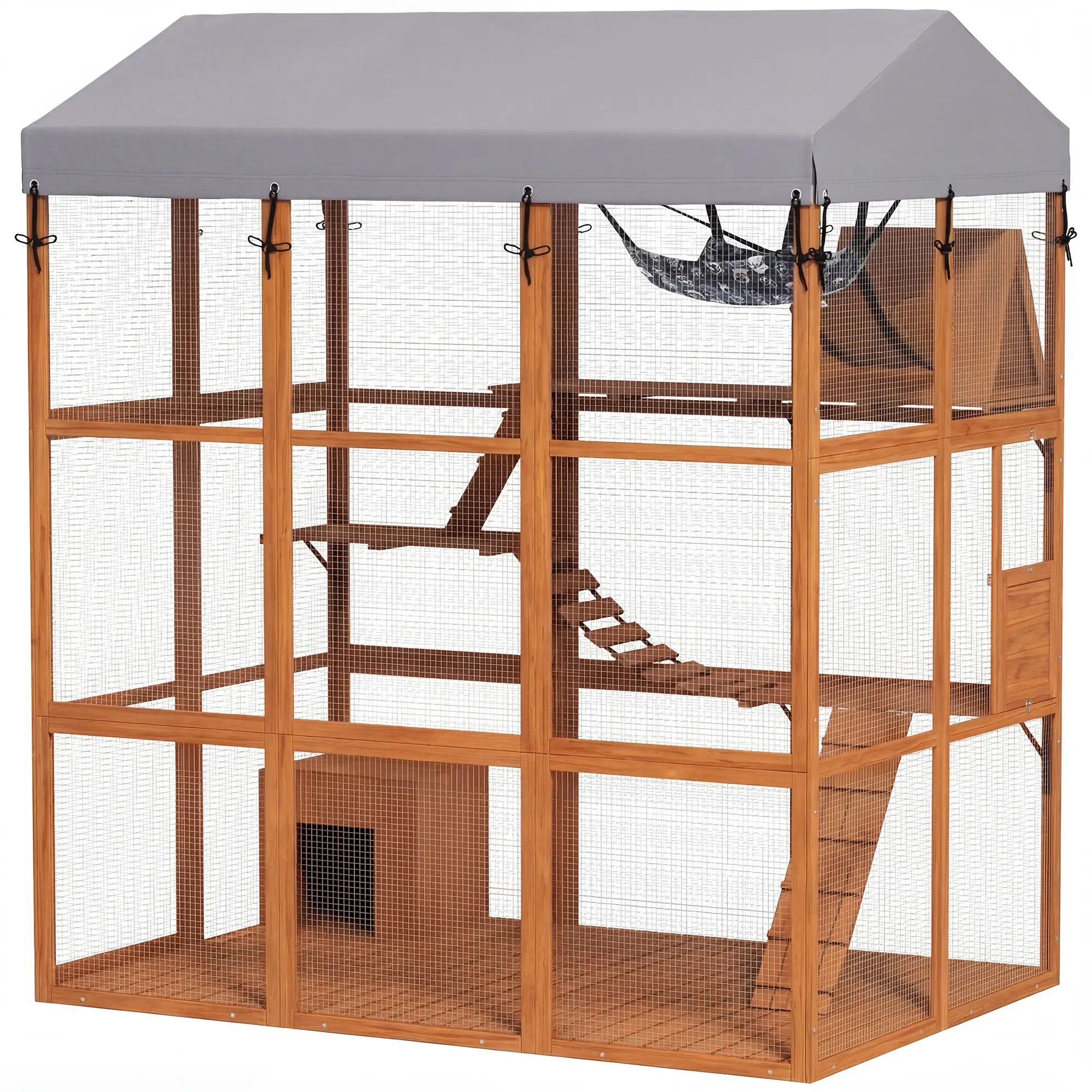 81"H Catio Outdoor Enclosure, Prevents Escaping, Easy Cleaning, Orange
