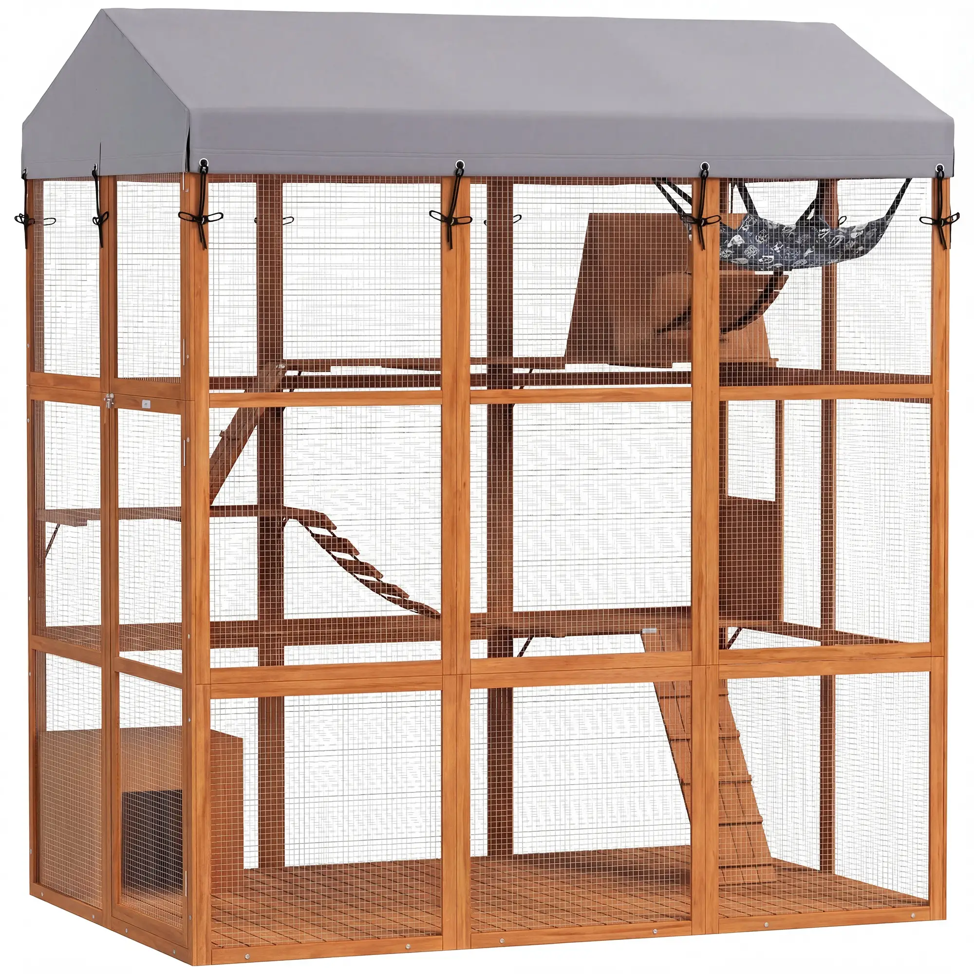 81"H Catio Outdoor Enclosure, Prevents Escaping, Easy Cleaning, Orange - Image 11