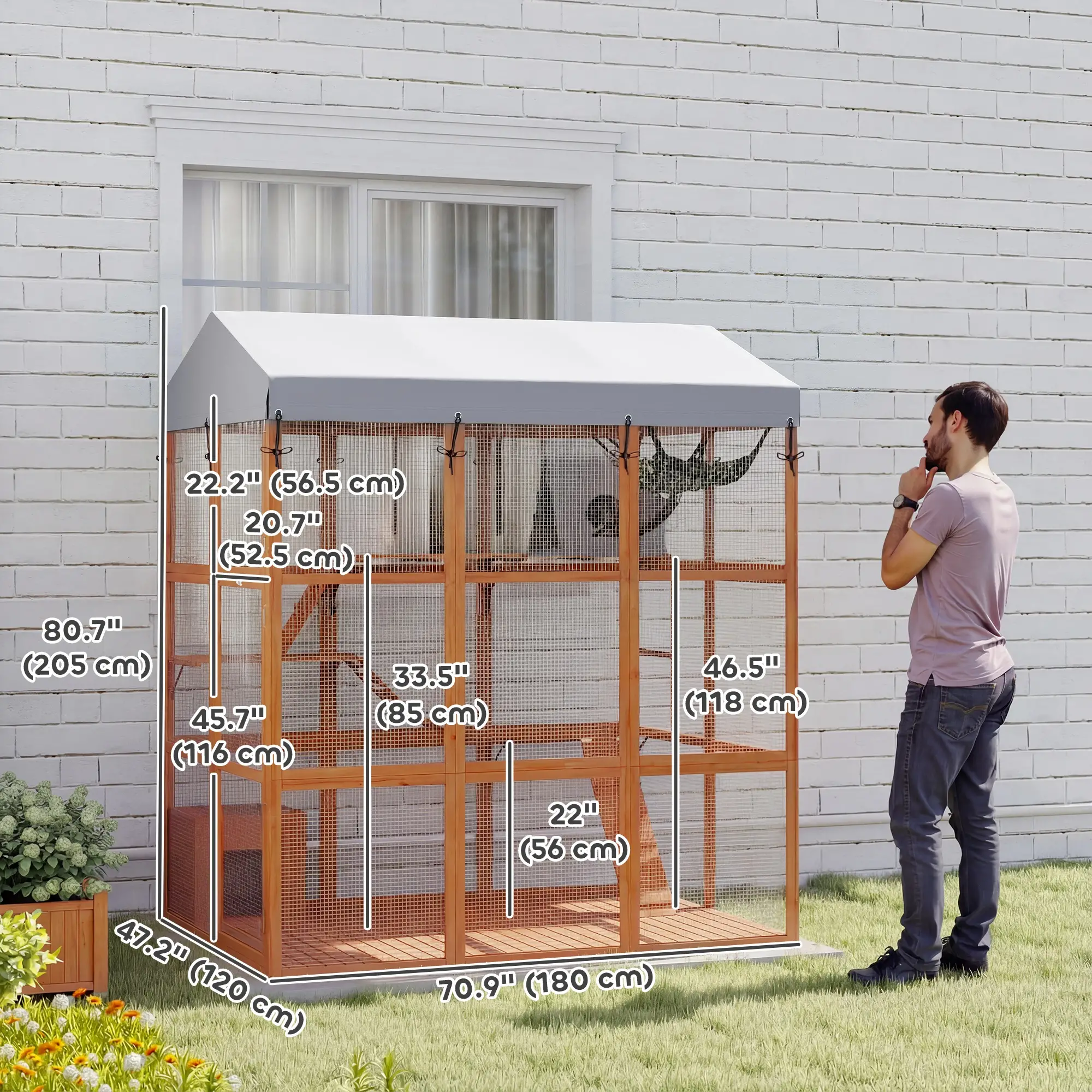 81"H Catio Outdoor Enclosure, Prevents Escaping, Easy Cleaning, Orange - Image 3