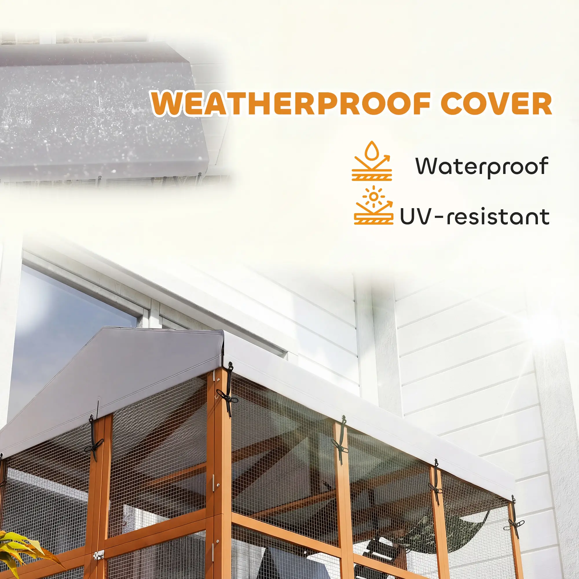 81"H Catio Outdoor Enclosure, Prevents Escaping, Easy Cleaning, Orange - Image 6