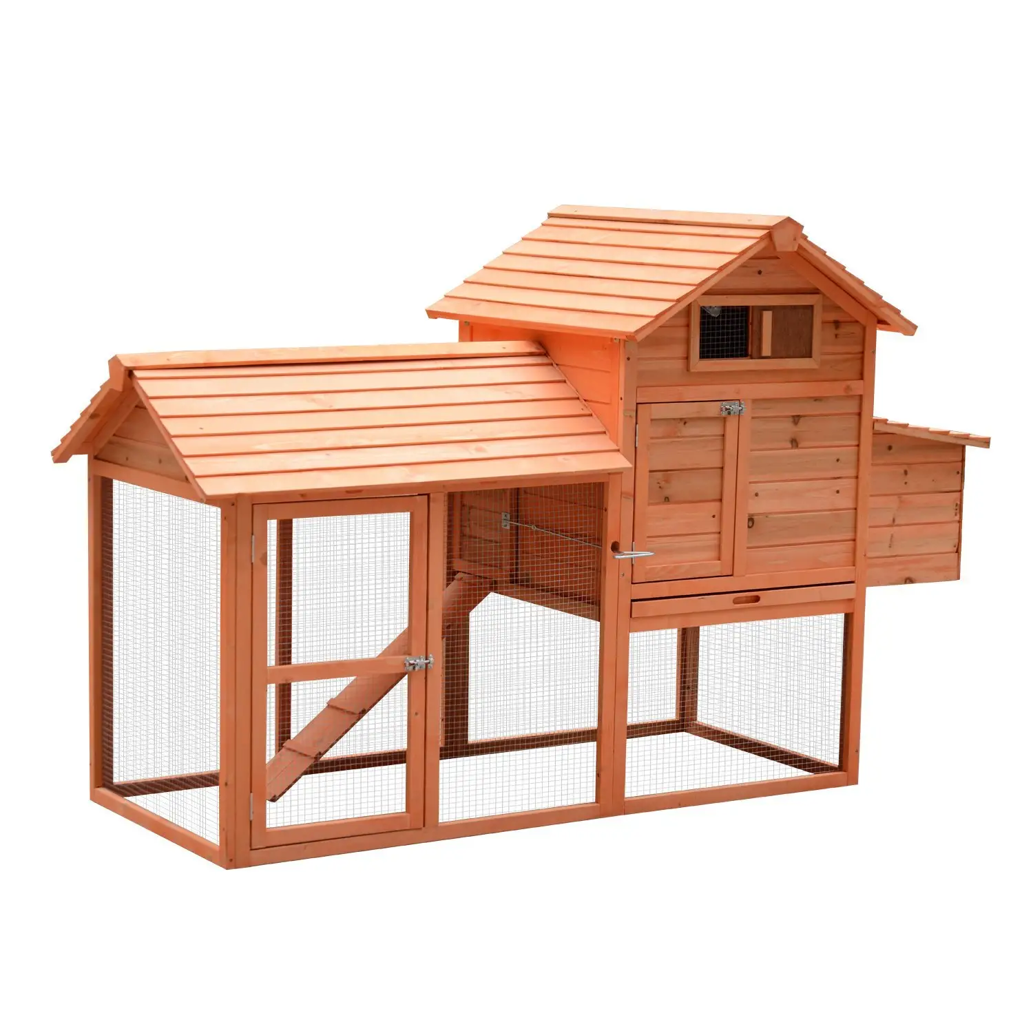 82" Wooden Chicken Coop, Rabbit Hutch, Poultry Cage with Run - Image 11