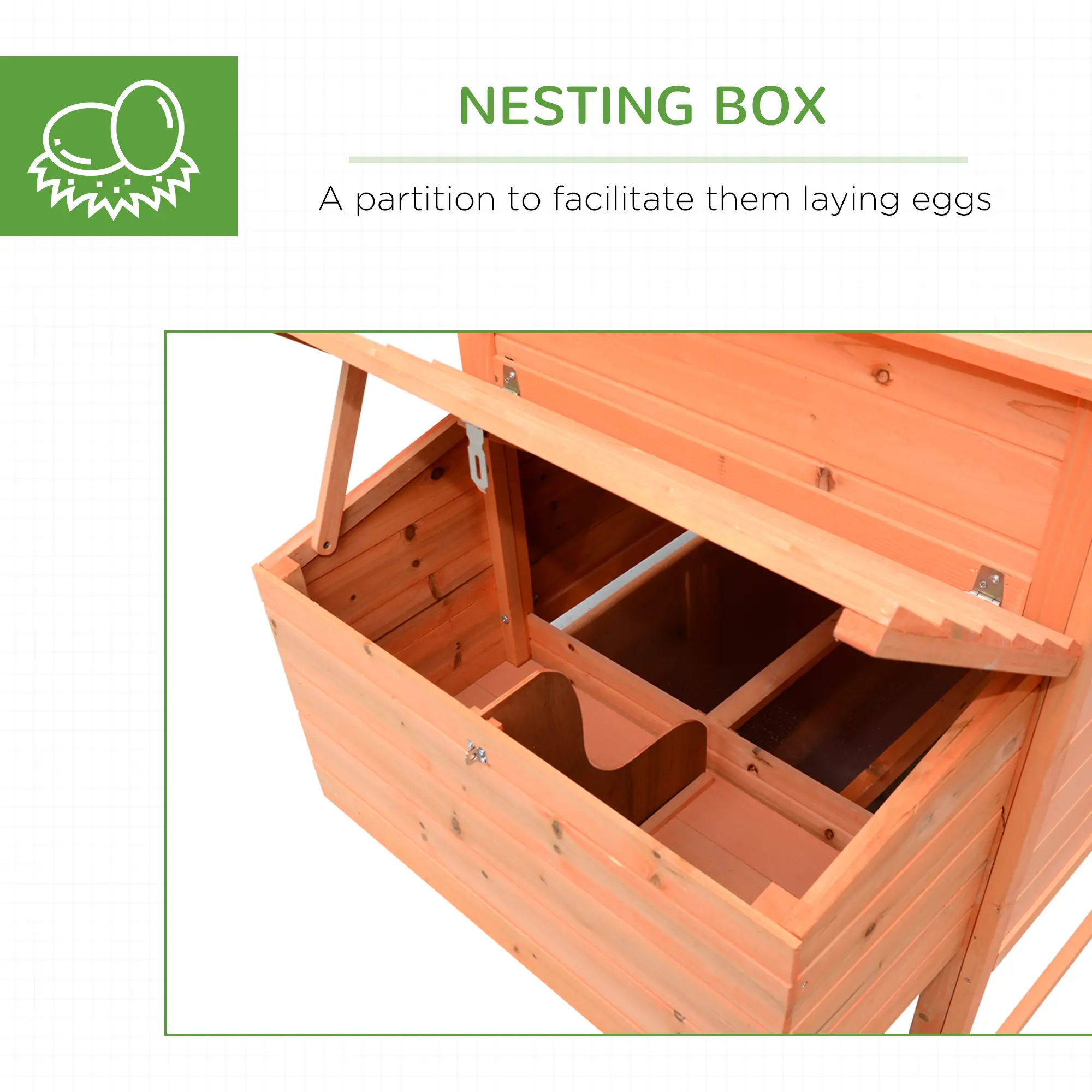 82" Wooden Chicken Coop, Rabbit Hutch, Poultry Cage with Run - Image 6