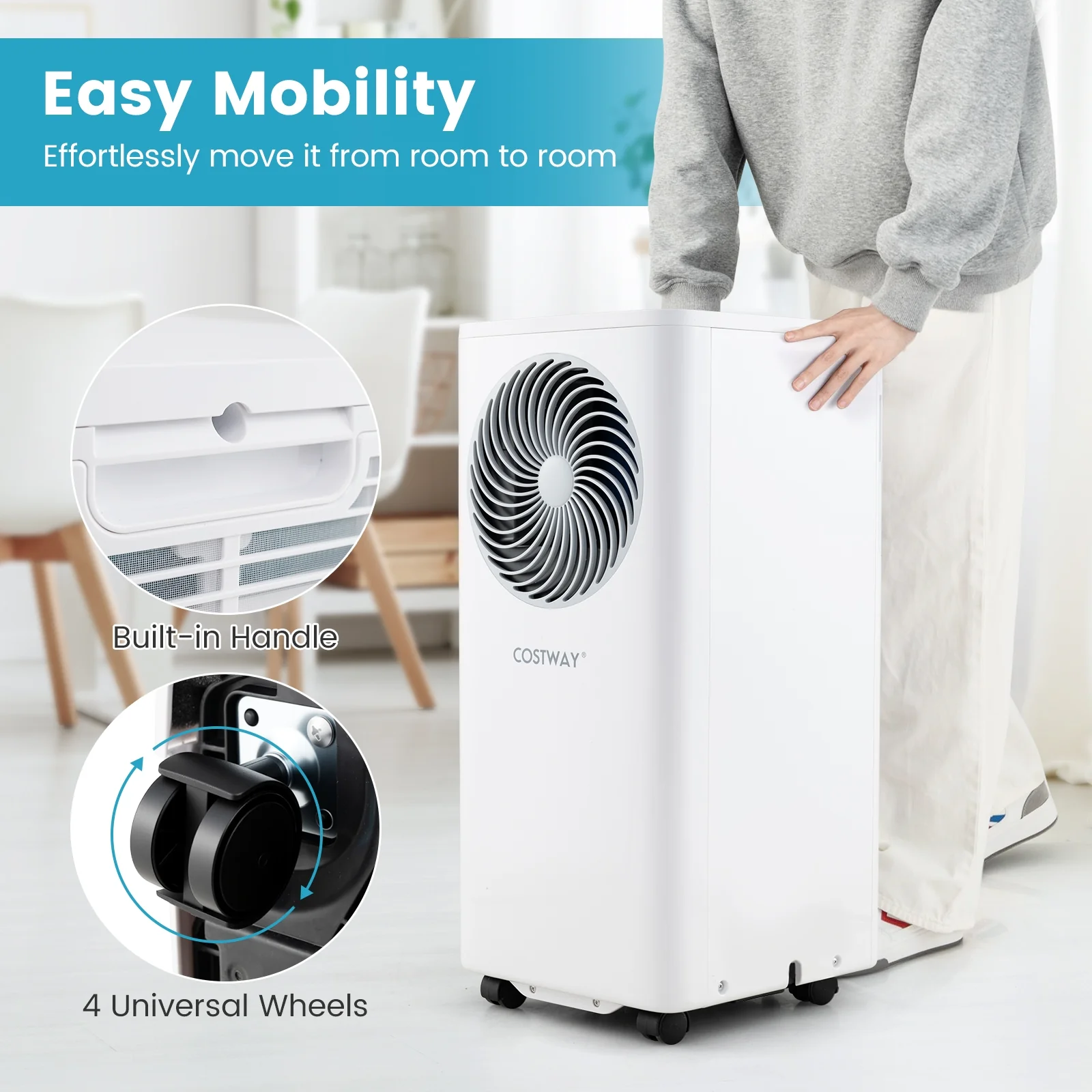 8200/10000 BTU Portable Air Conditioner, 3-in-1 AC Unit With Dehumidifier, White - Image 10