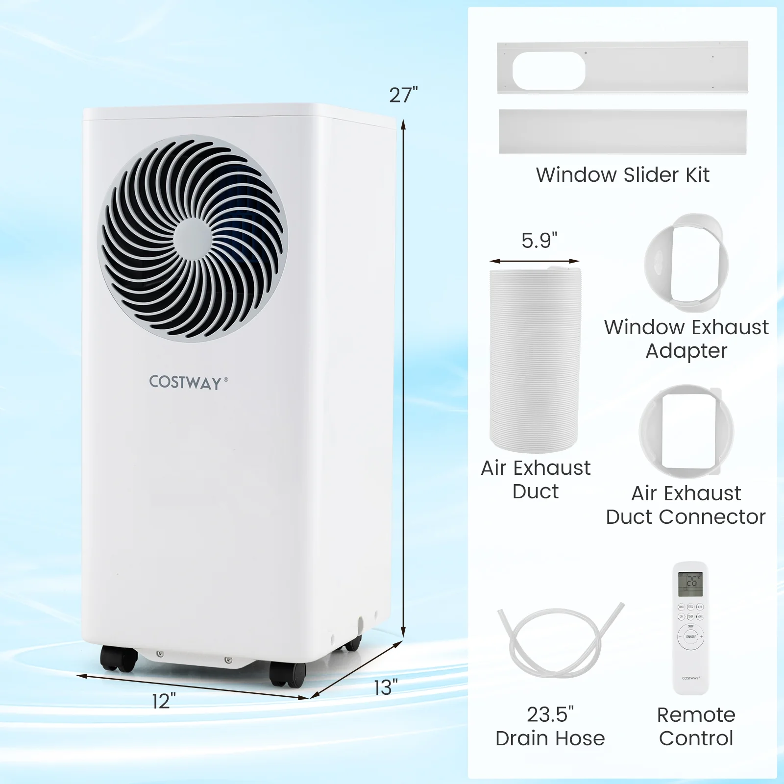 8200/10000 BTU Portable Air Conditioner, 3-in-1 AC Unit With Dehumidifier, White - Image 5