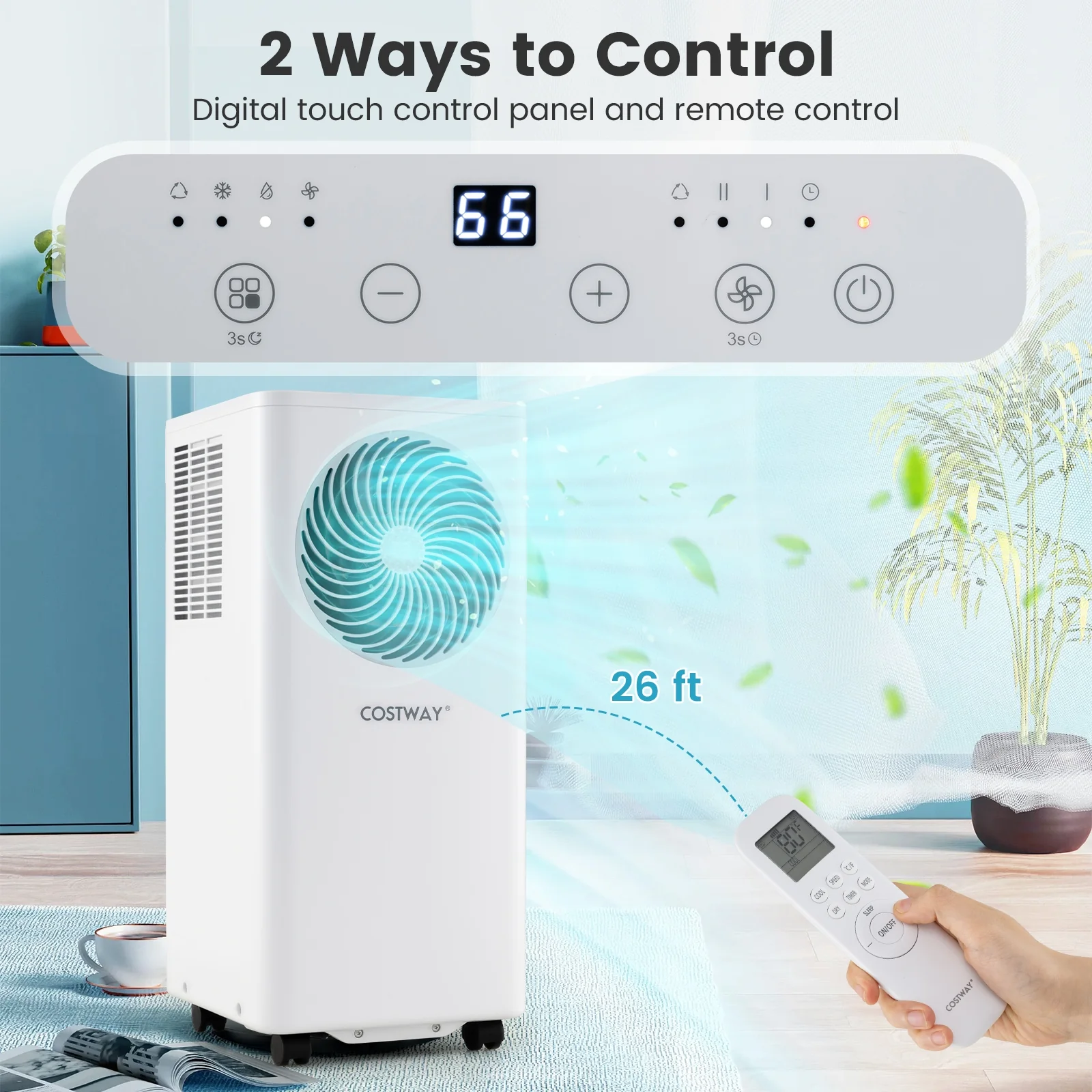 8200/10000 BTU Portable Air Conditioner, 3-in-1 AC Unit With Dehumidifier, White - Image 7