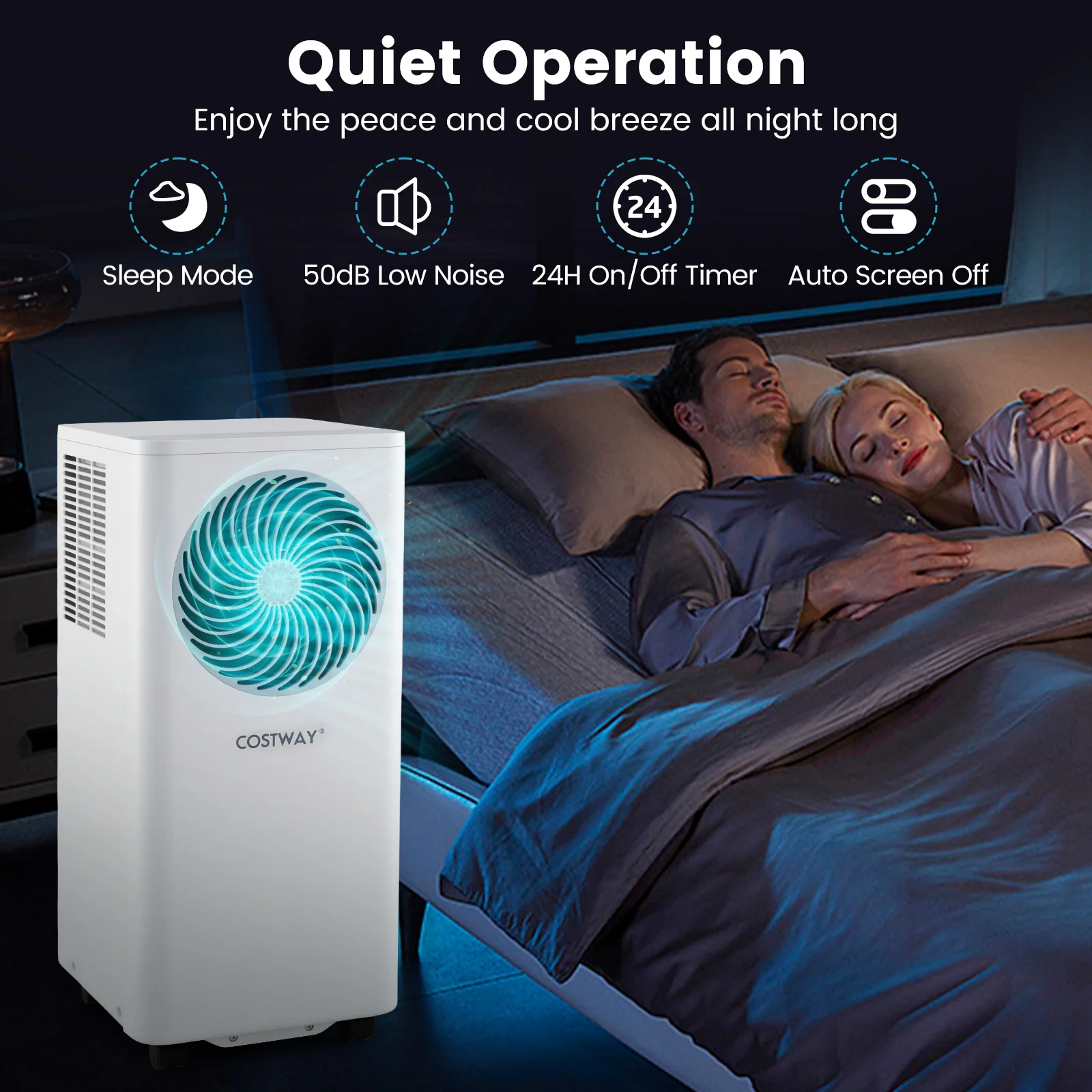 8200/10000 BTU Portable Air Conditioner, 3-in-1 AC Unit with Dehumidifier, White - Image 9