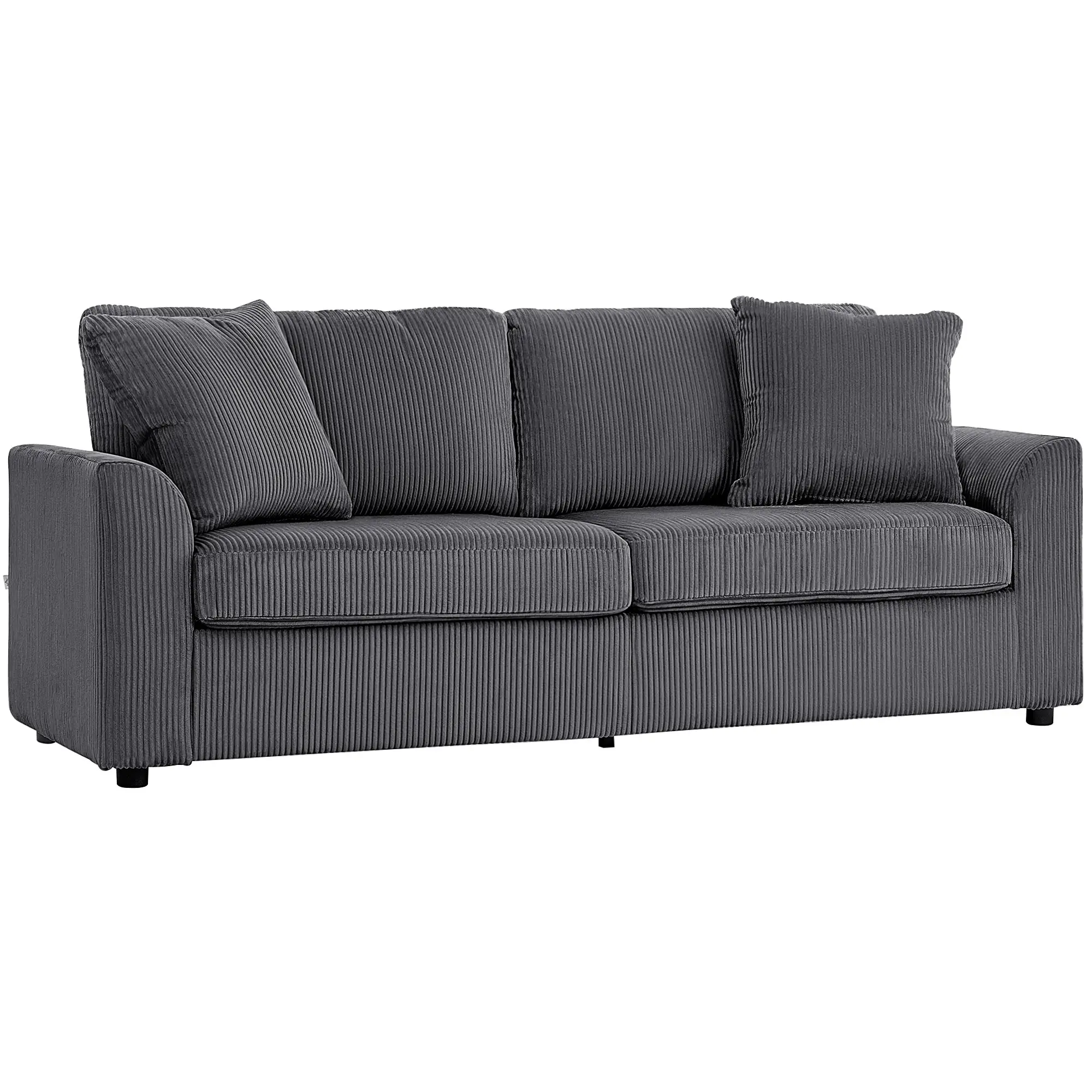 83.5" 3 Seater Sofa, Modern Upholstered Couch, Dark Grey