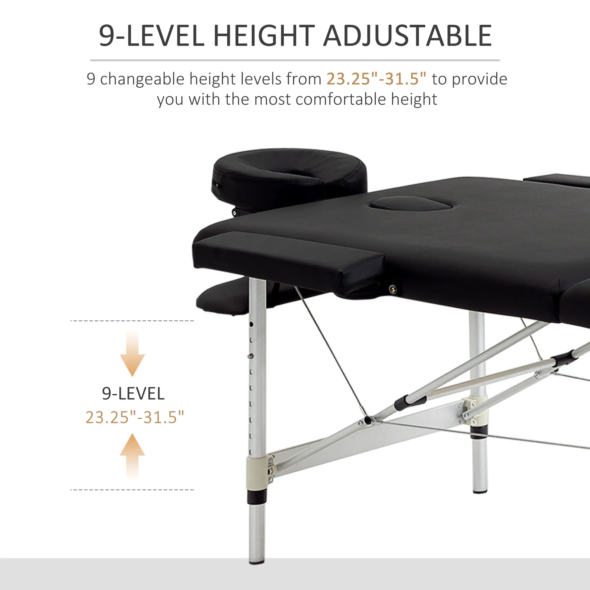 83 Foldable Massage Table, Salon SPA Facial Couch, Tattoo Bed, Black - Image 4