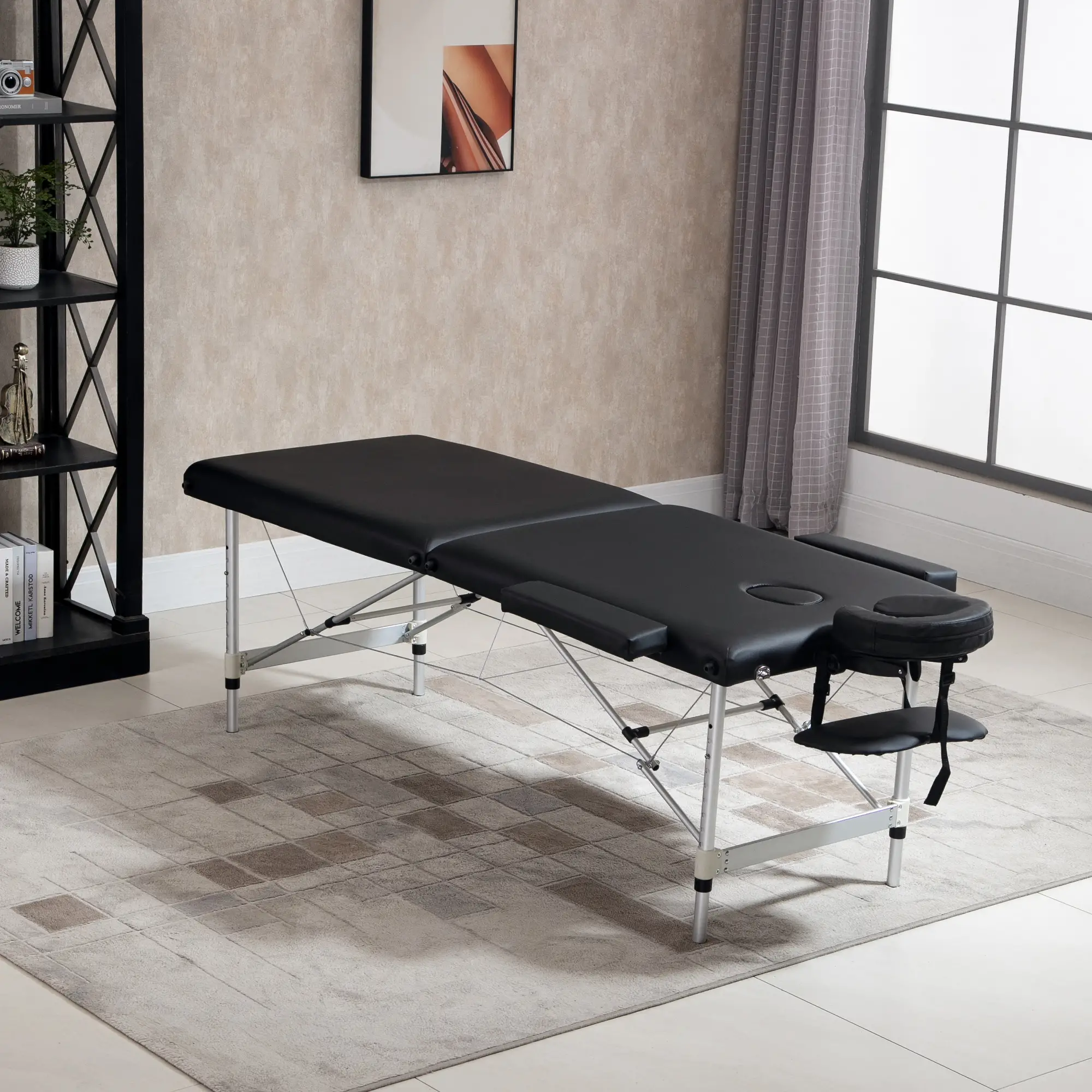 83 Foldable Massage Table, Salon SPA Facial Couch, Tattoo Bed, Black - Image 8