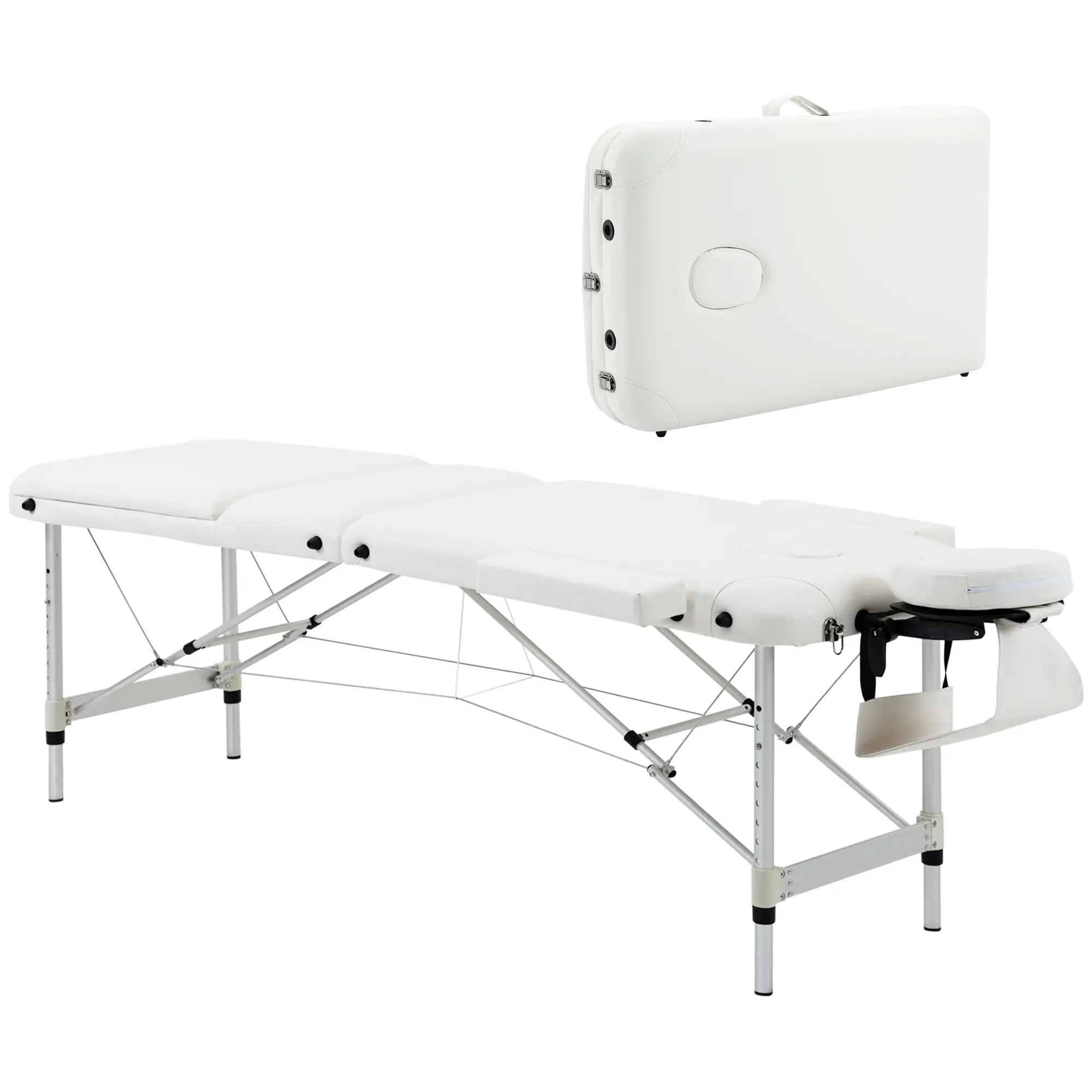 85" 3 Section Foldable Massage Table, Professional Salon Spa Facial Couch Bed, White - Image 11